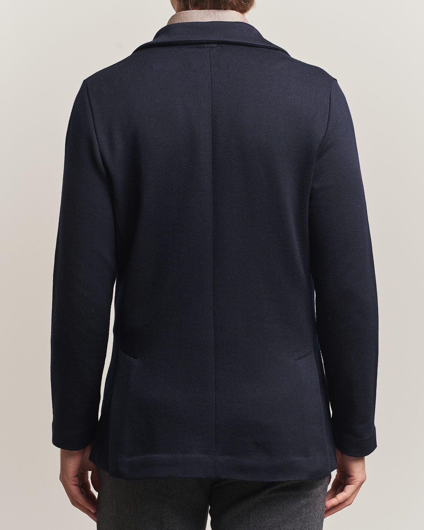 Heren | Blazers | Stenströms | Knitted Herringbone DB Wool Blazer Navy
