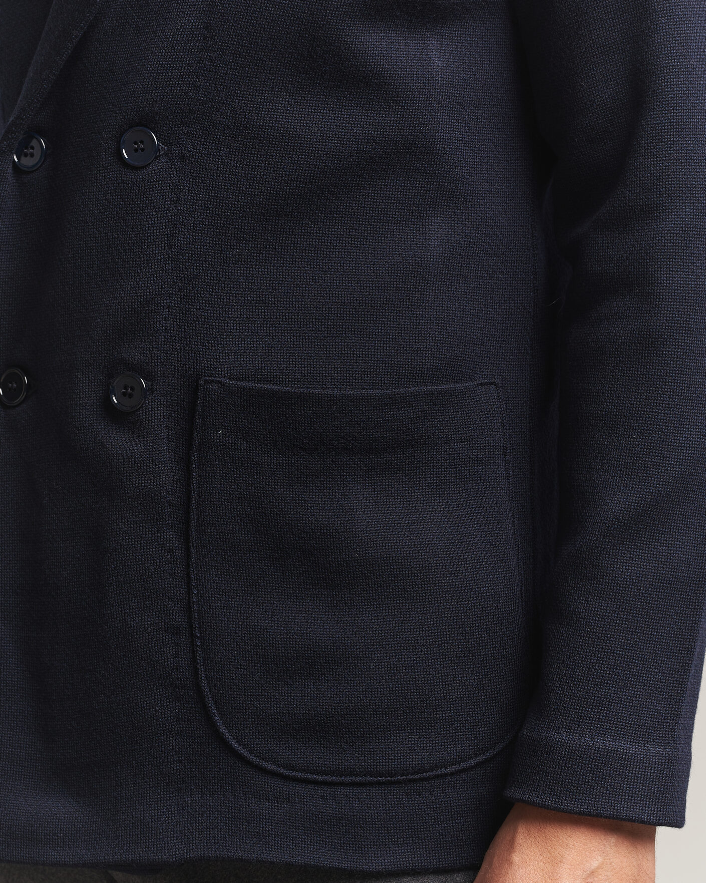 Heren | Blazers | Stenströms | Knitted Herringbone DB Wool Blazer Navy