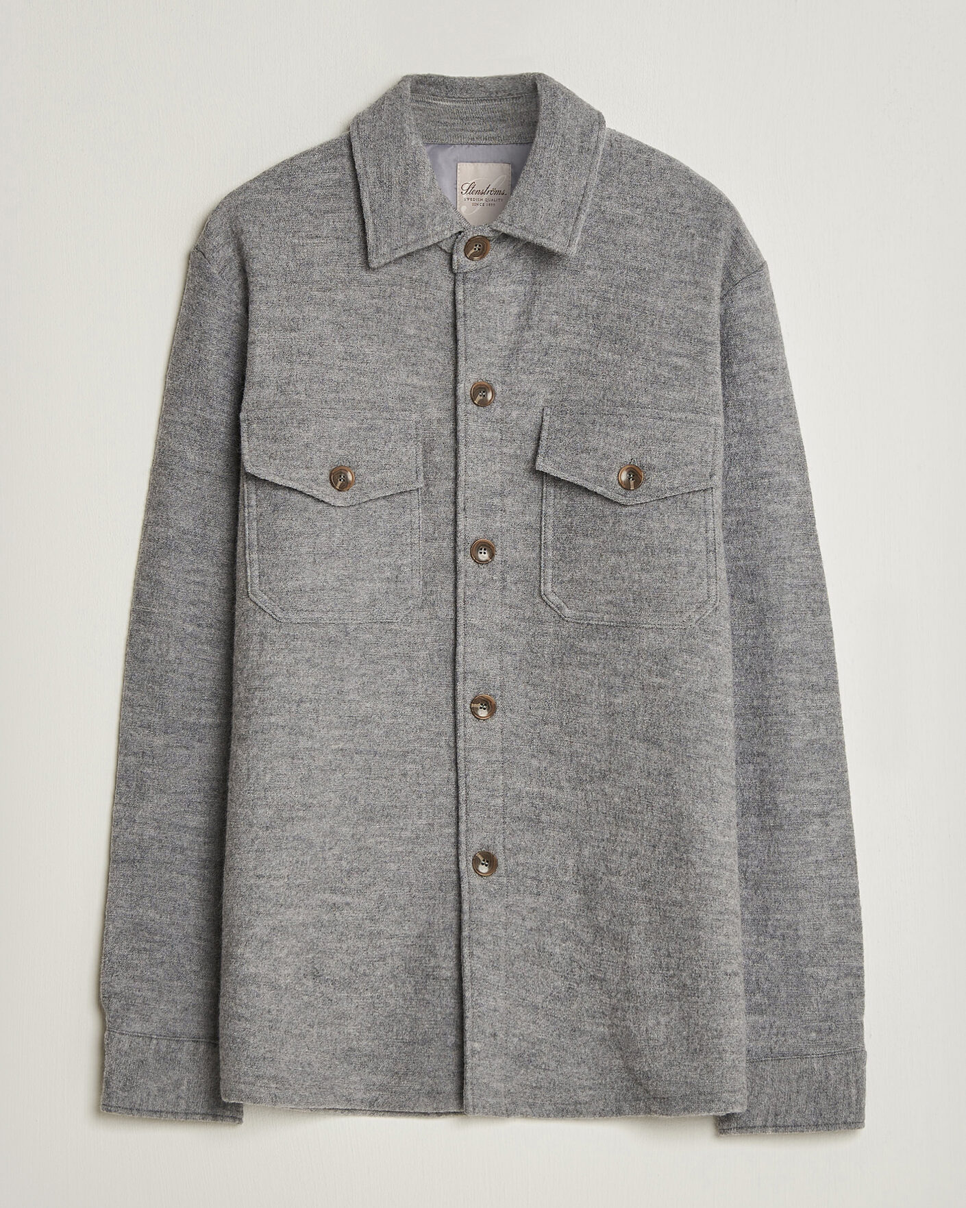 Heren | Overhemden | Stenströms | Felted Wool Overshirt Grey