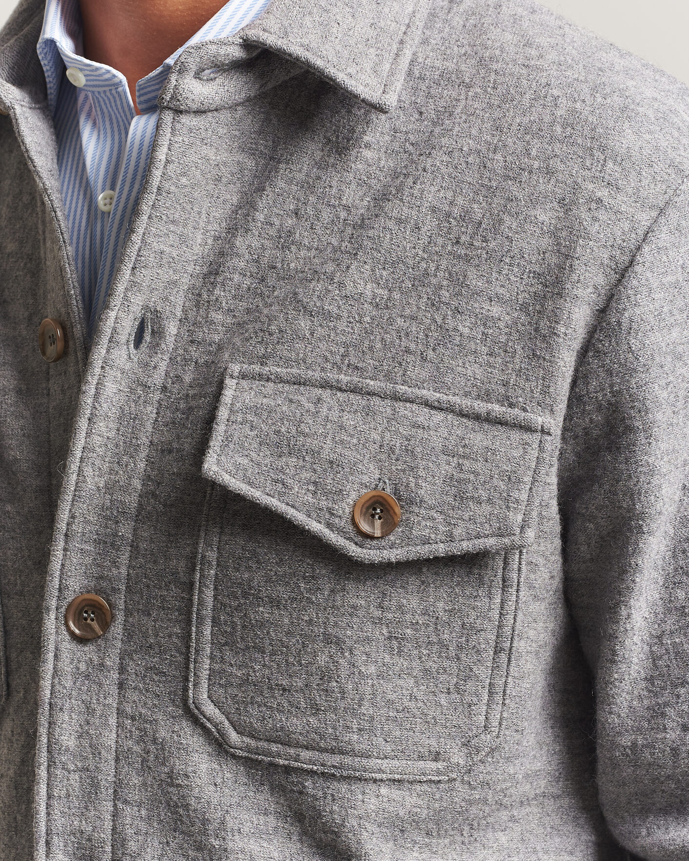 Heren | Overhemden | Stenströms | Felted Wool Overshirt Grey