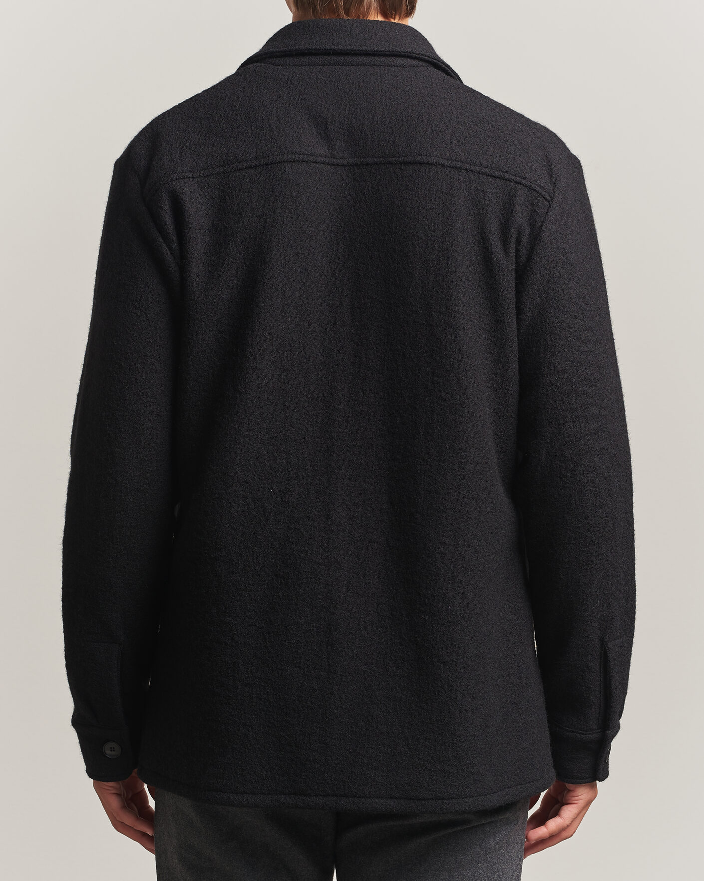Heren | Overhemden | Stenströms | Felted Wool Overshirt Black