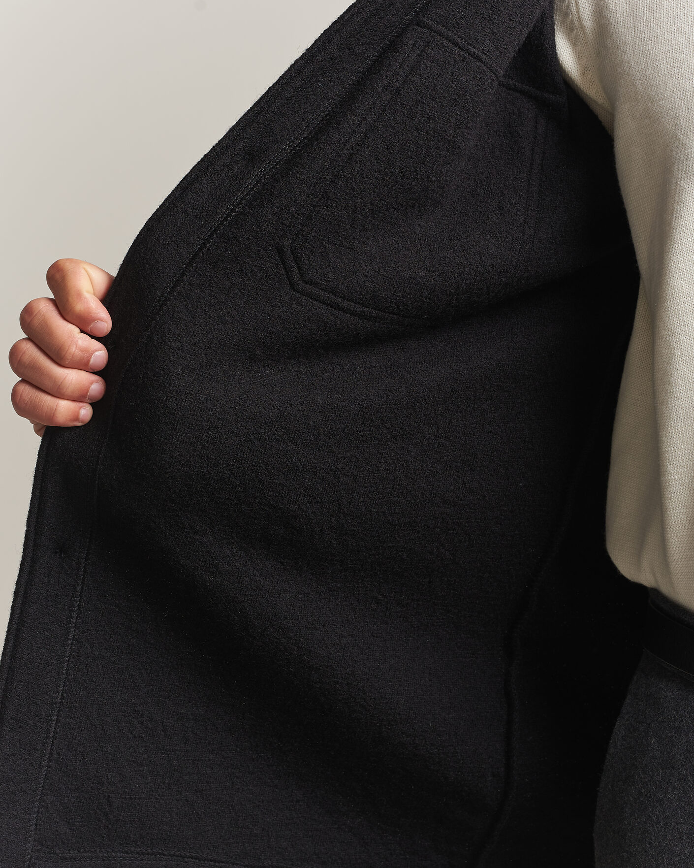 Heren | Overhemden | Stenströms | Felted Wool Overshirt Black