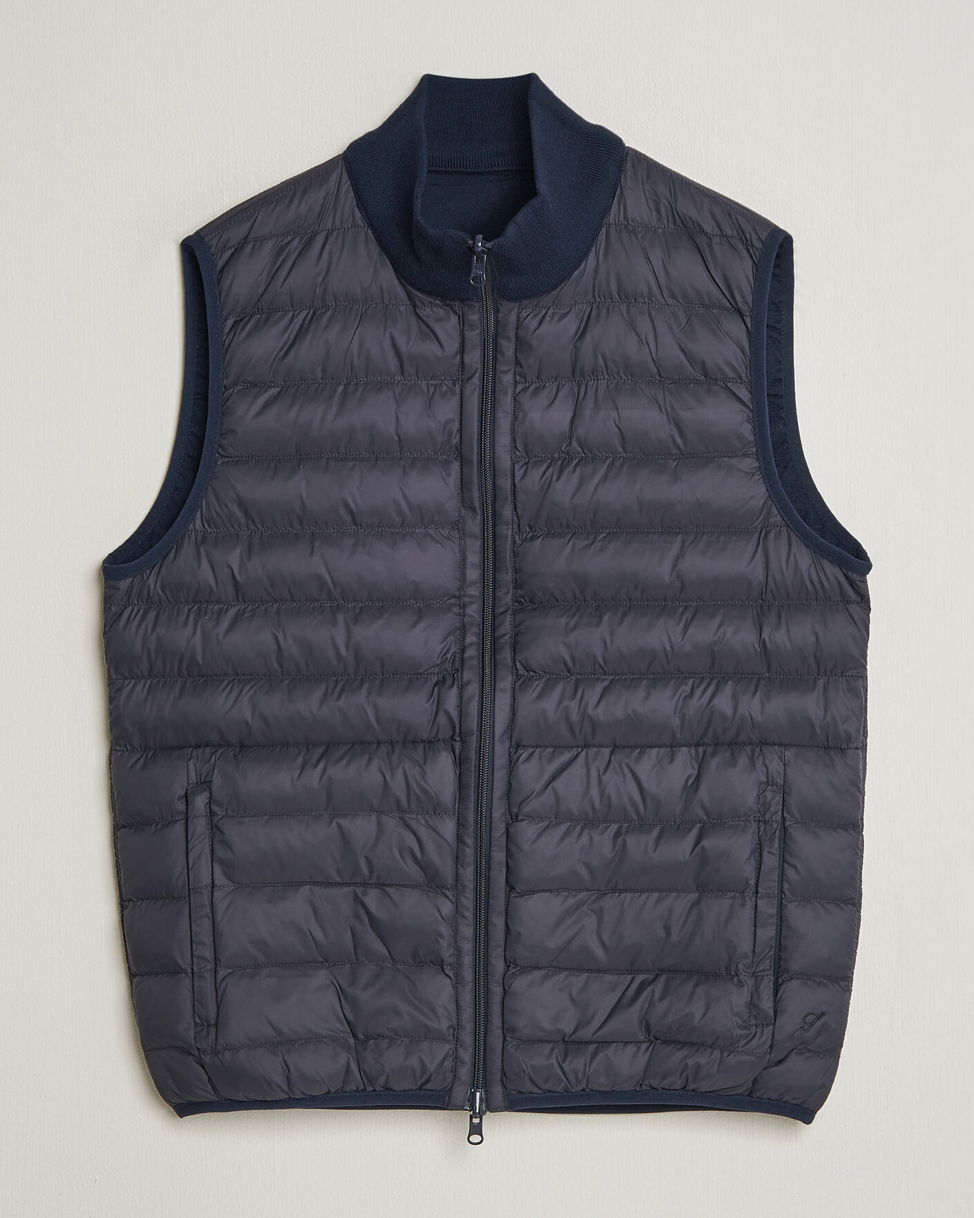 Heren | Gilets | Stenströms | Reversible Knitted Merino/Nylon Vest Navy