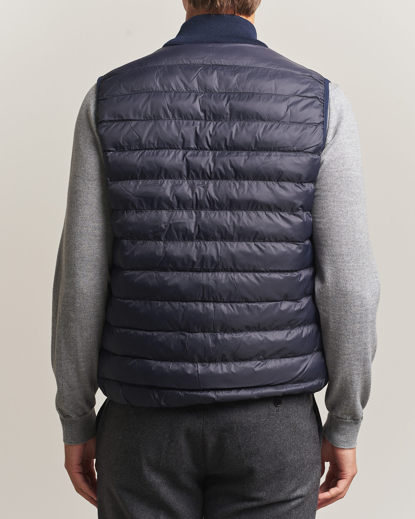 Heren | Gilets | Stenströms | Reversible Knitted Merino/Nylon Vest Navy