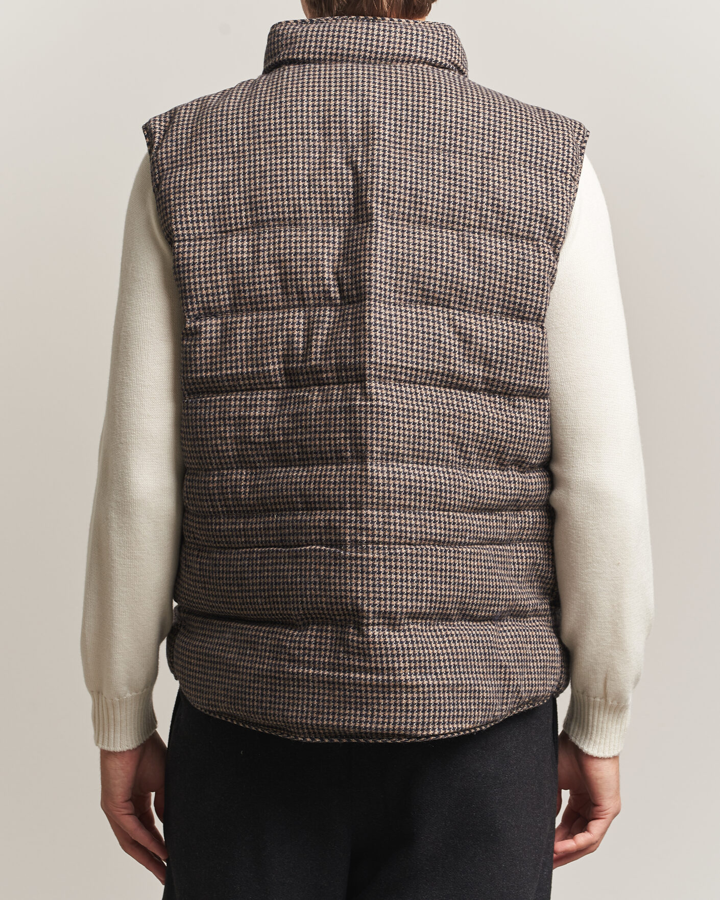 Heren | Gilets | Stenströms | Padded Houndstooth Wool Vest Brown