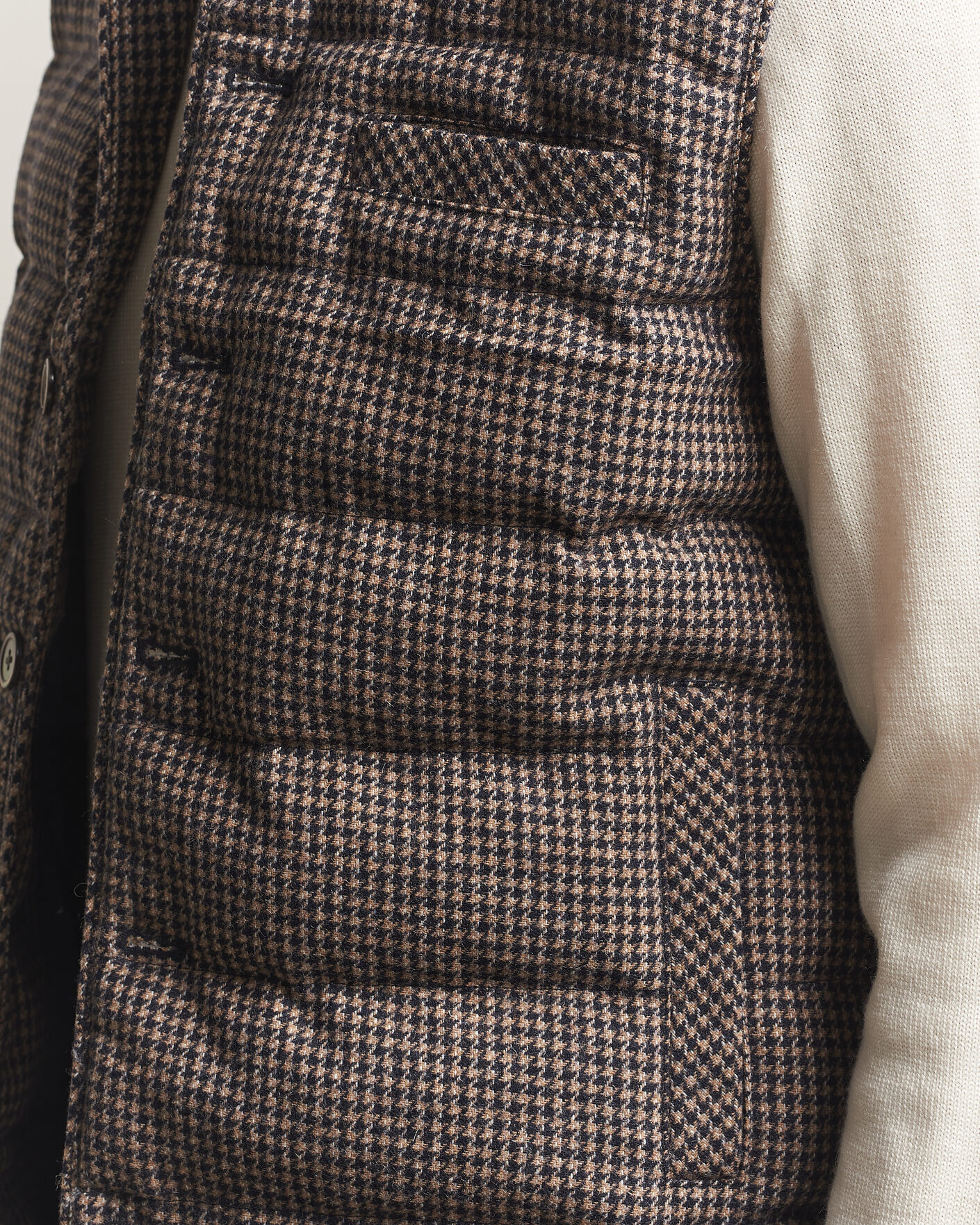 Heren | Gilets | Stenströms | Padded Houndstooth Wool Vest Brown