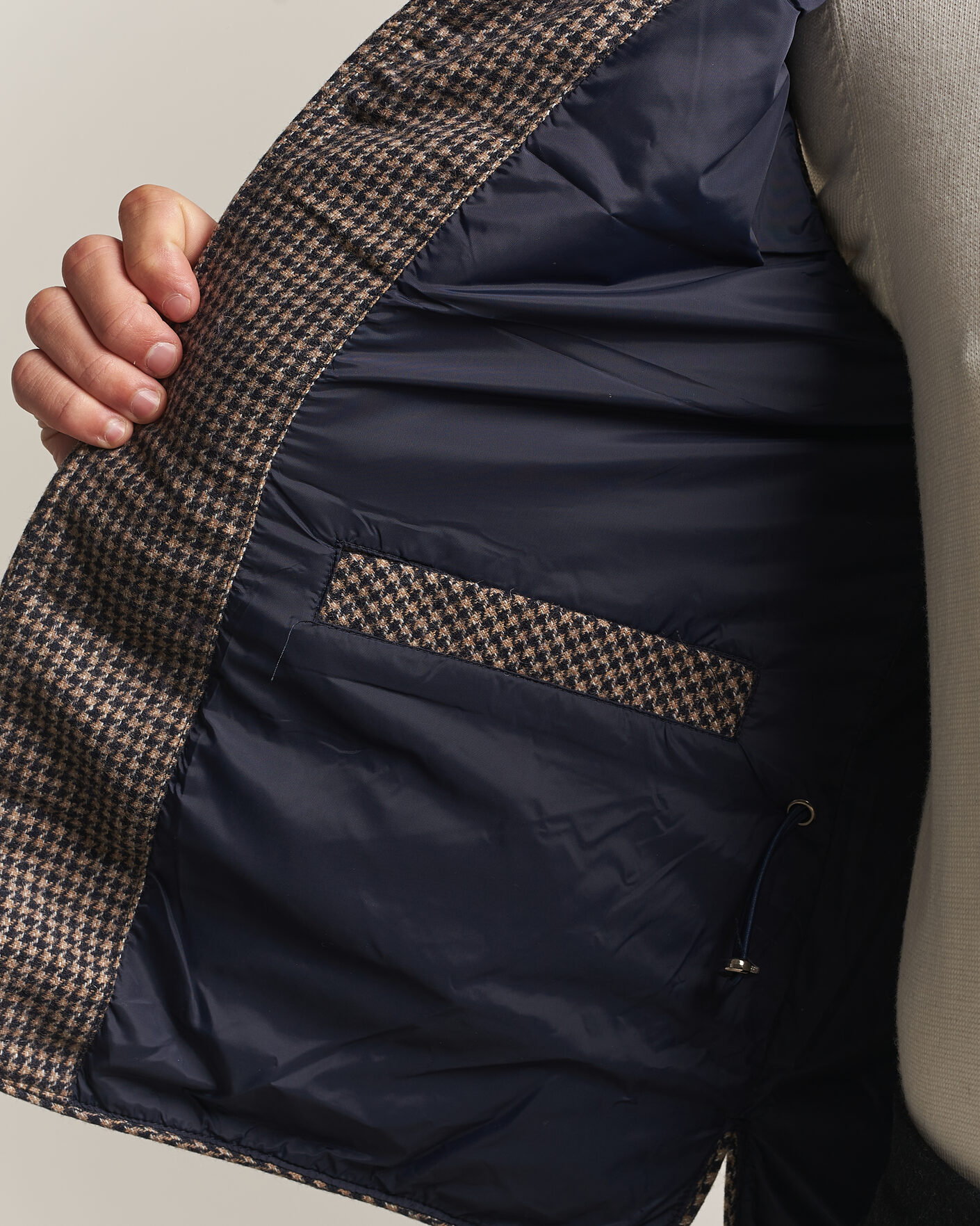 Heren | Gilets | Stenströms | Padded Houndstooth Wool Vest Brown
