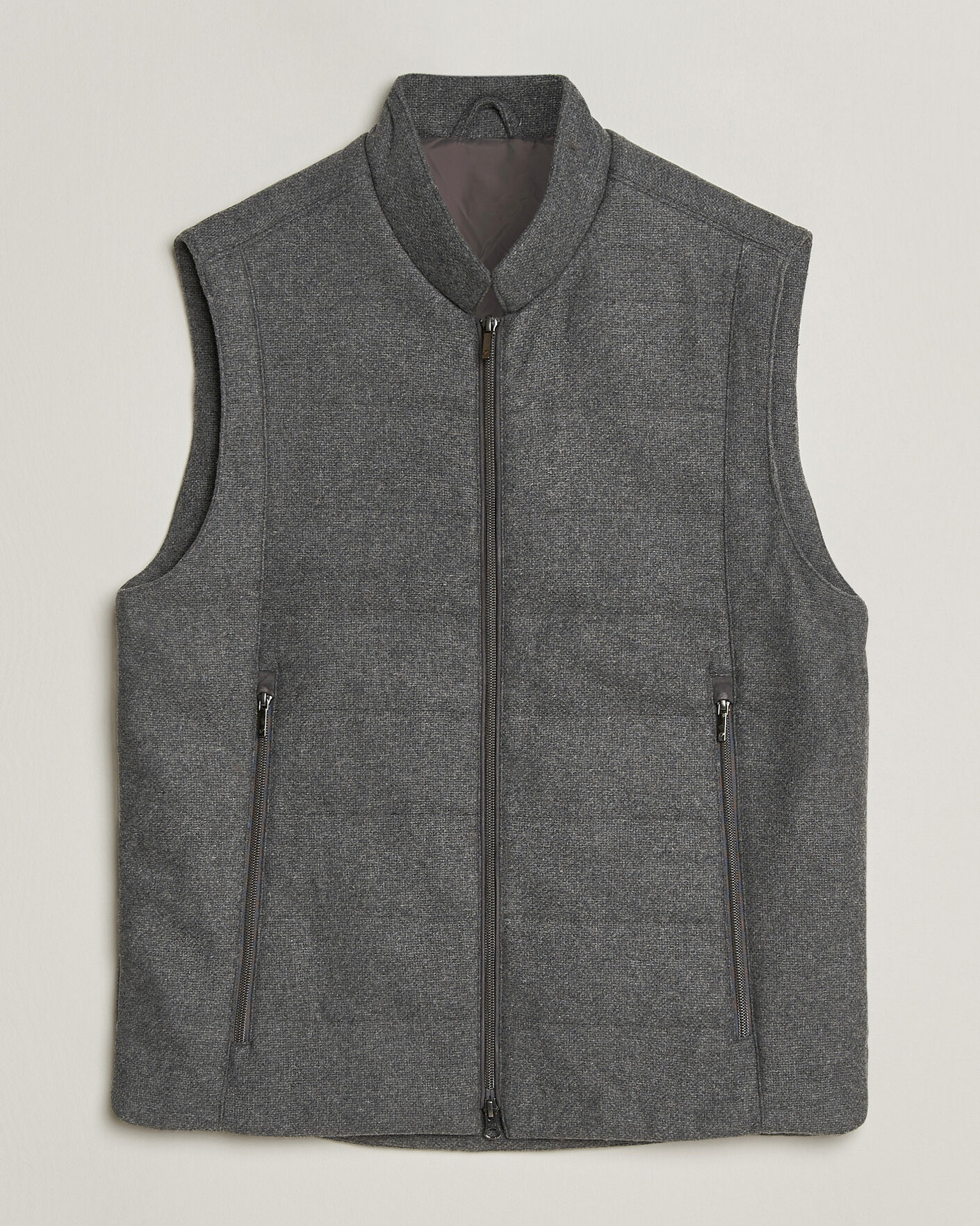 Heren | Gilets | Stenströms | Wool Alcantara Detail Light Padded Vest Grey