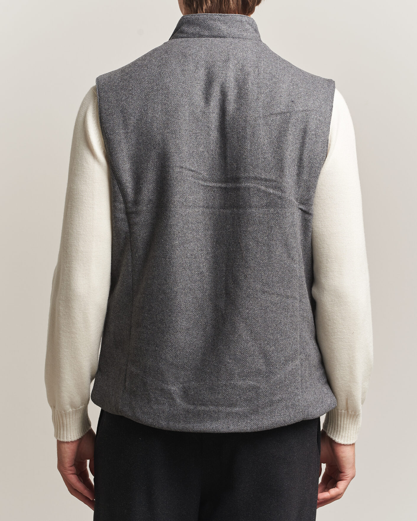 Heren | Gilets | Stenströms | Wool Alcantara Detail Light Padded Vest Grey