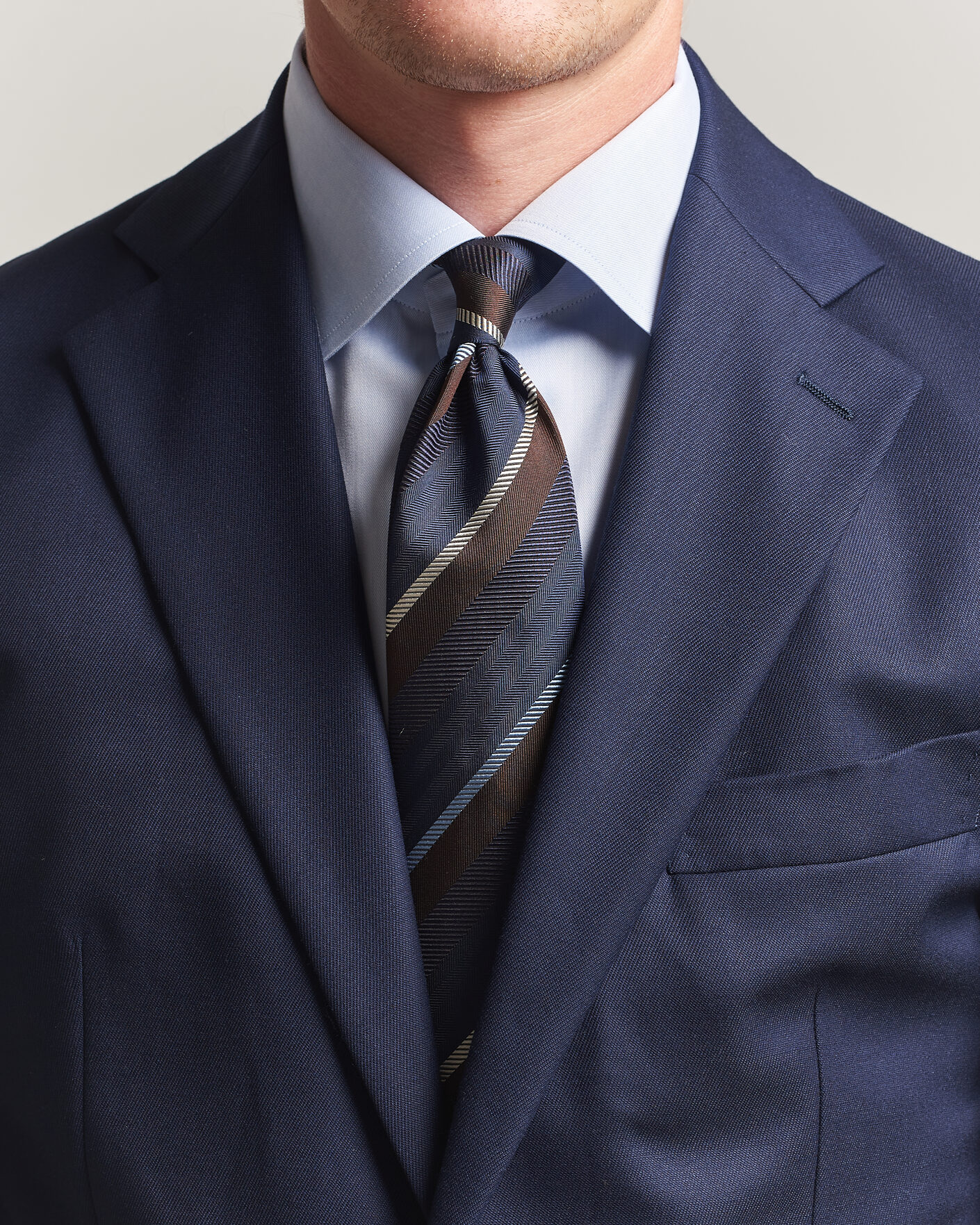 Heren | Stropdassen | Stenströms | Regimental Stripe Silk Tie 7,5cm Navy