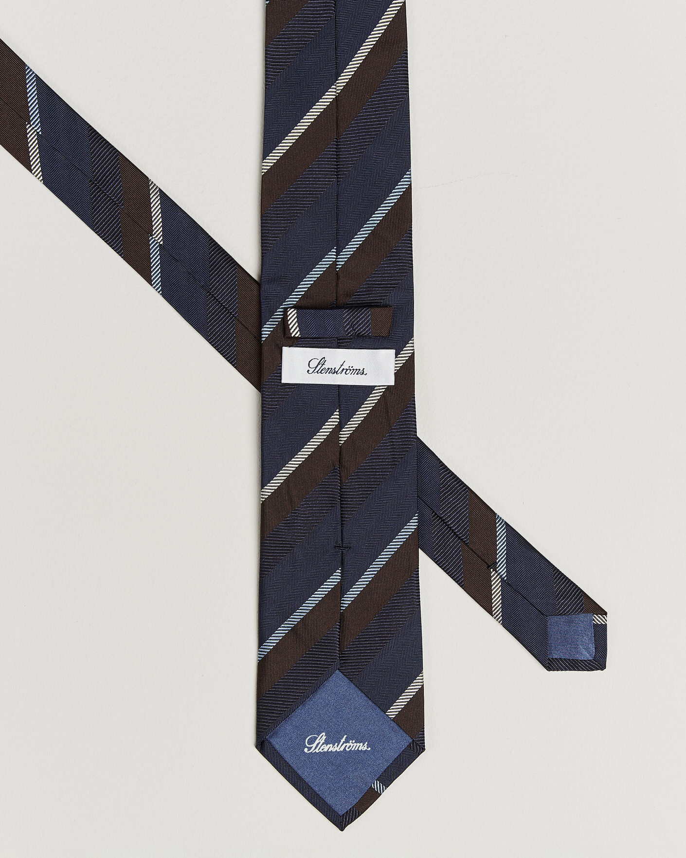 Heren | Stropdassen | Stenströms | Regimental Stripe Silk Tie 7,5cm Navy