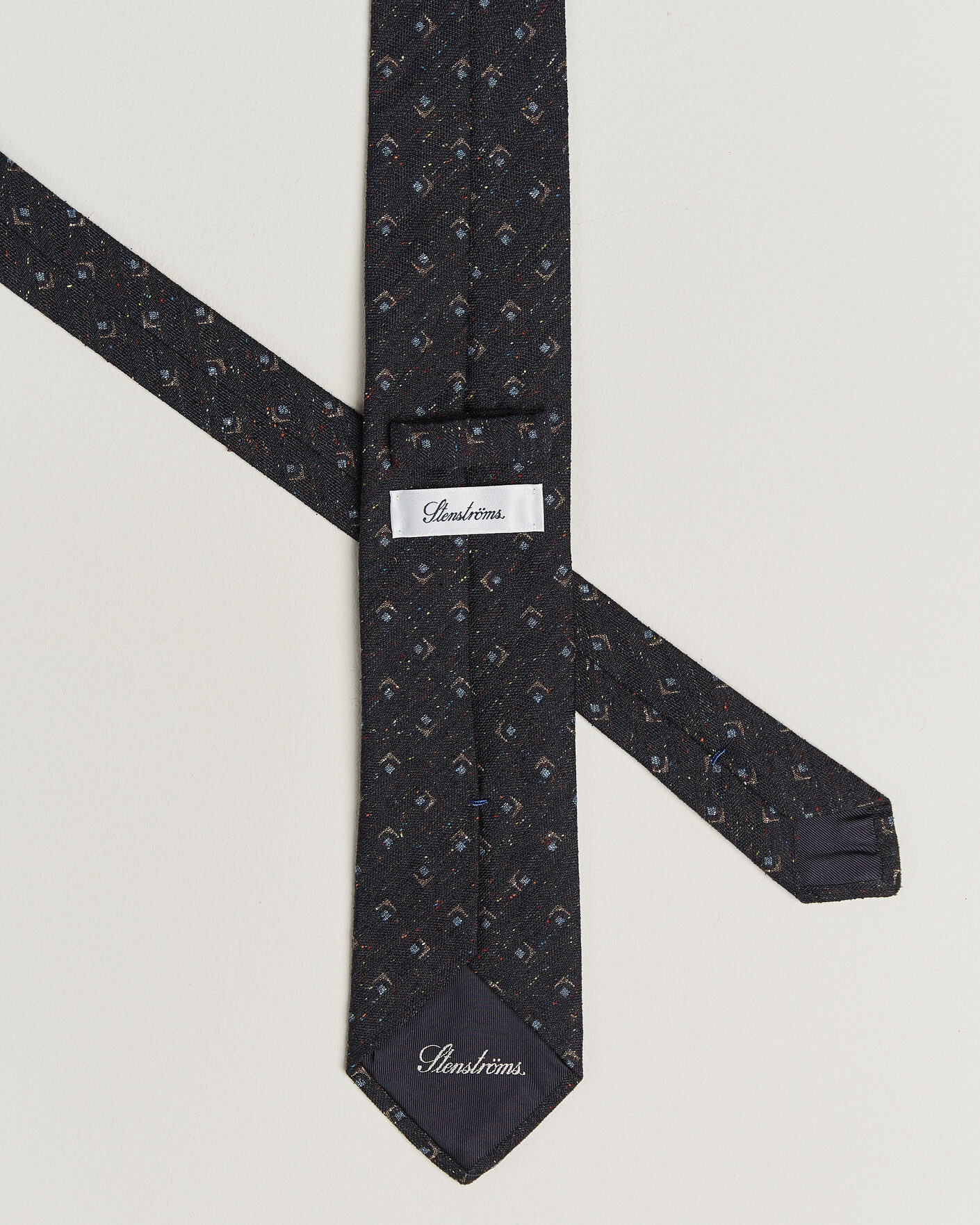Heren | Stropdassen | Stenströms | Woven Herringbone Silk Tie 7,5cm Navy