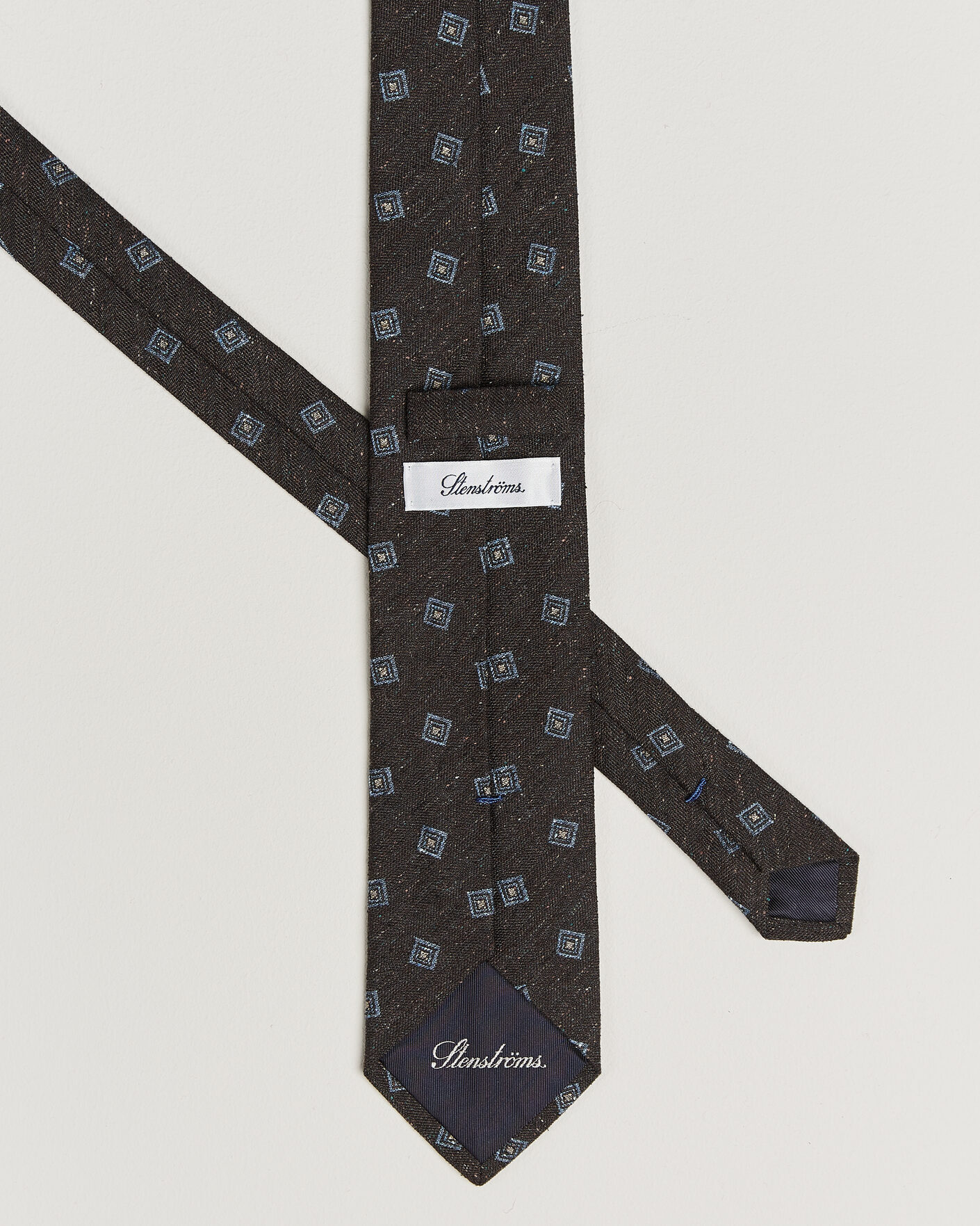Heren | Stropdassen | Stenströms | Woven Herringbone Silk Tie 7,5cm Dark Brown