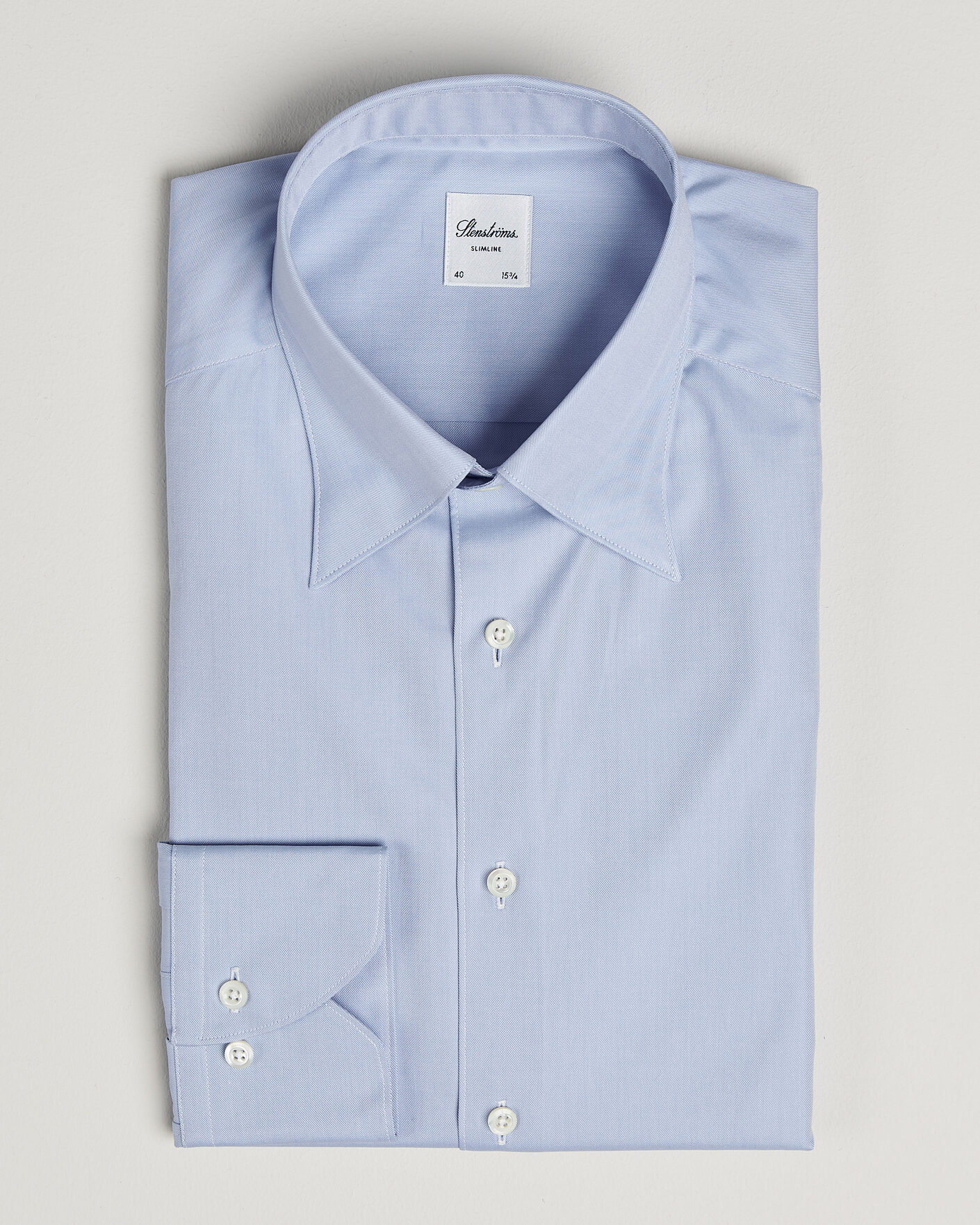 Heren | Overhemden | Stenströms | Slimline Twofold Cotton Button Under Shirt Blue