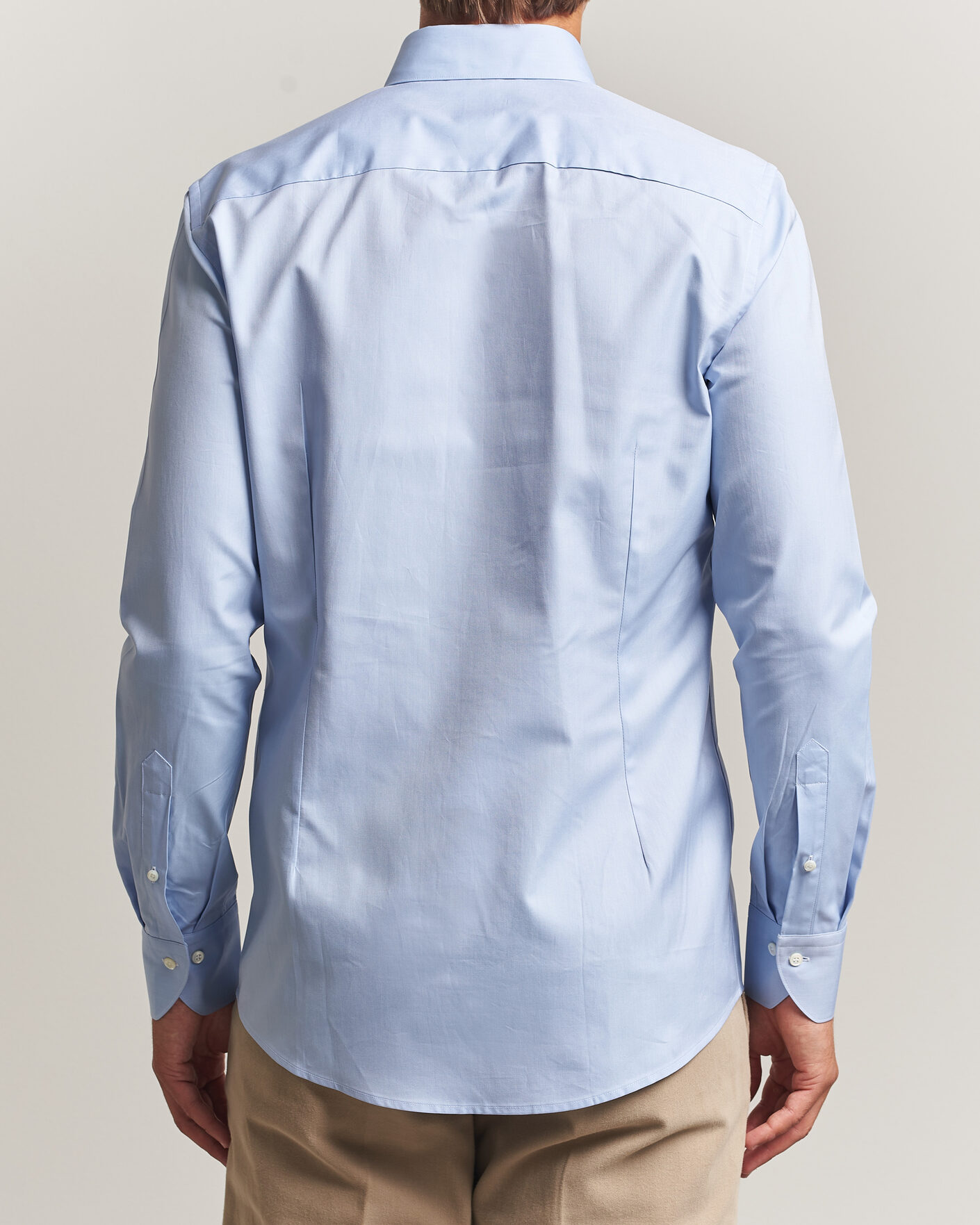 Heren | Overhemden | Stenströms | Slimline Twofold Cotton Button Under Shirt Blue