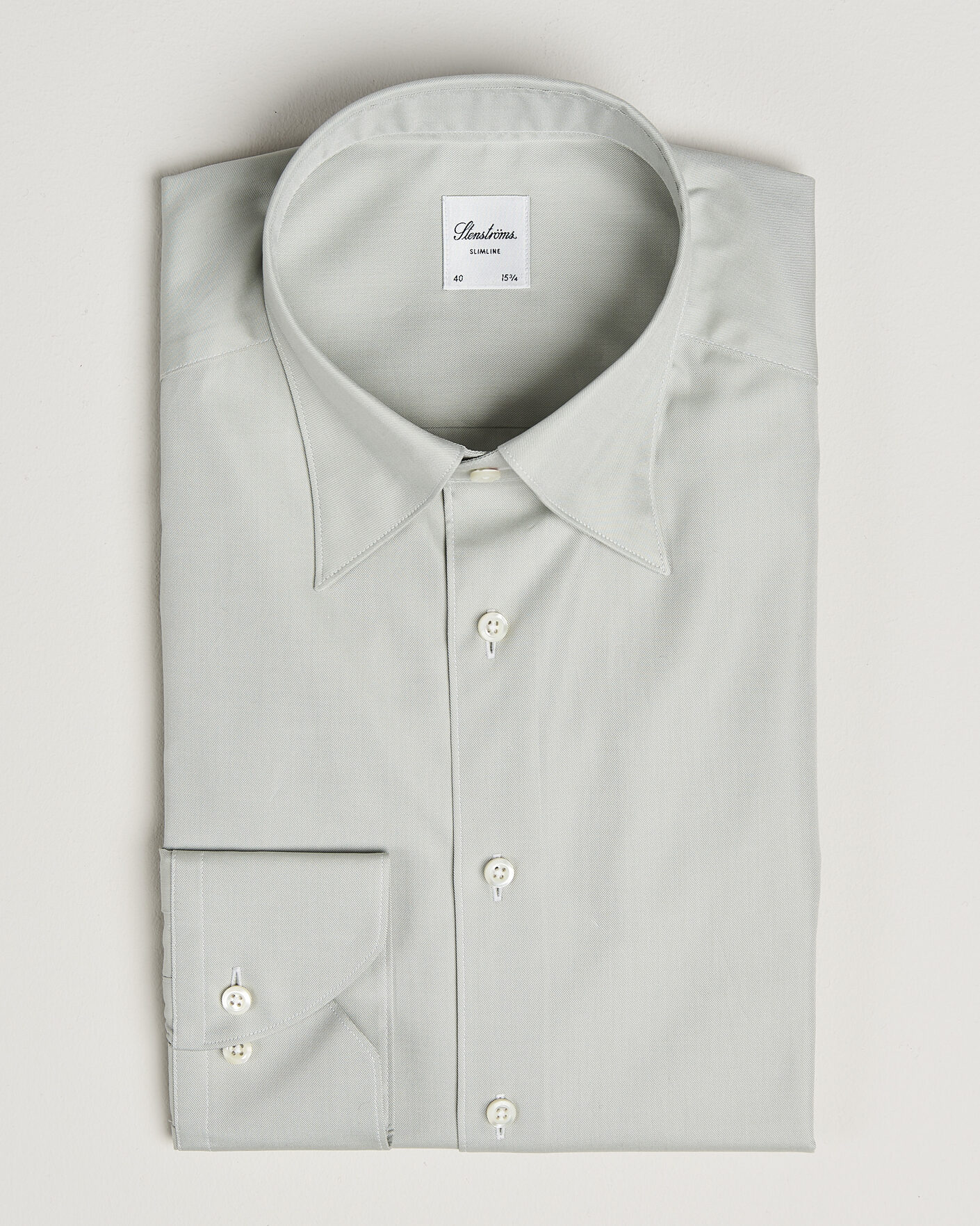 Heren | Overhemden | Stenströms | Slimline Twofold Cotton Button Under Shirt Green