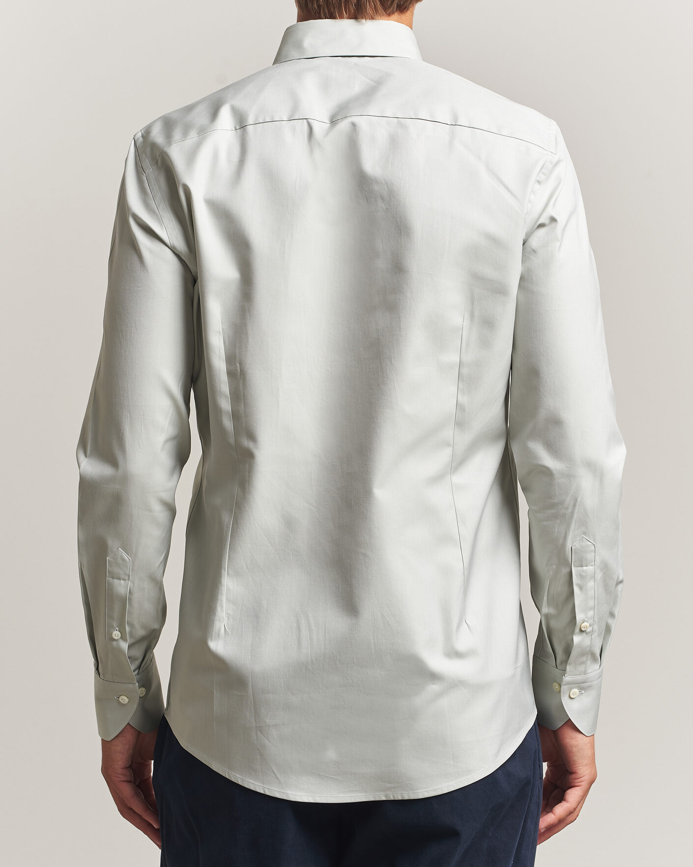 Heren | Overhemden | Stenströms | Slimline Twofold Cotton Button Under Shirt Green