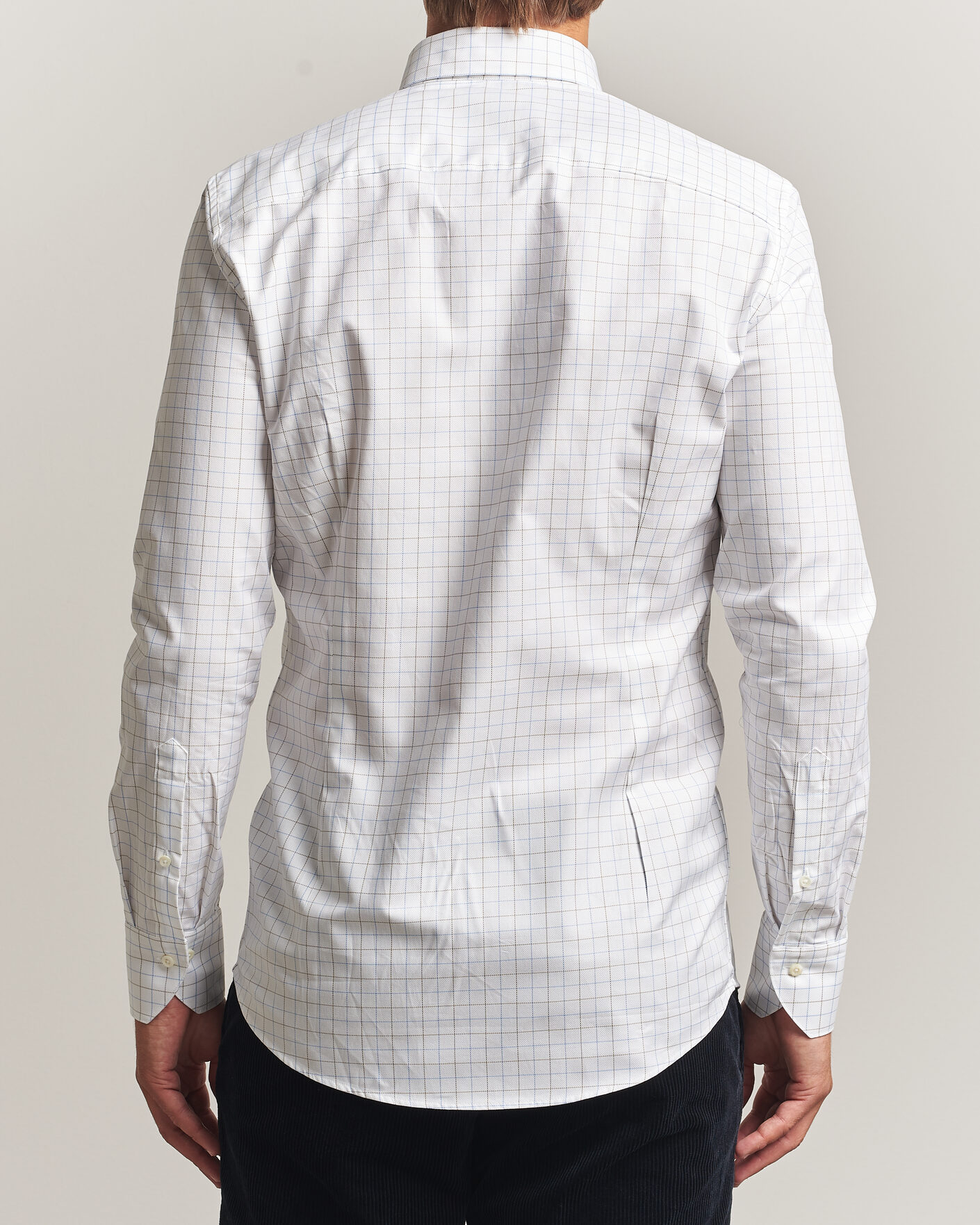 Heren | Overhemden | Stenströms | Slimline Oxford Tattersall Shirt White