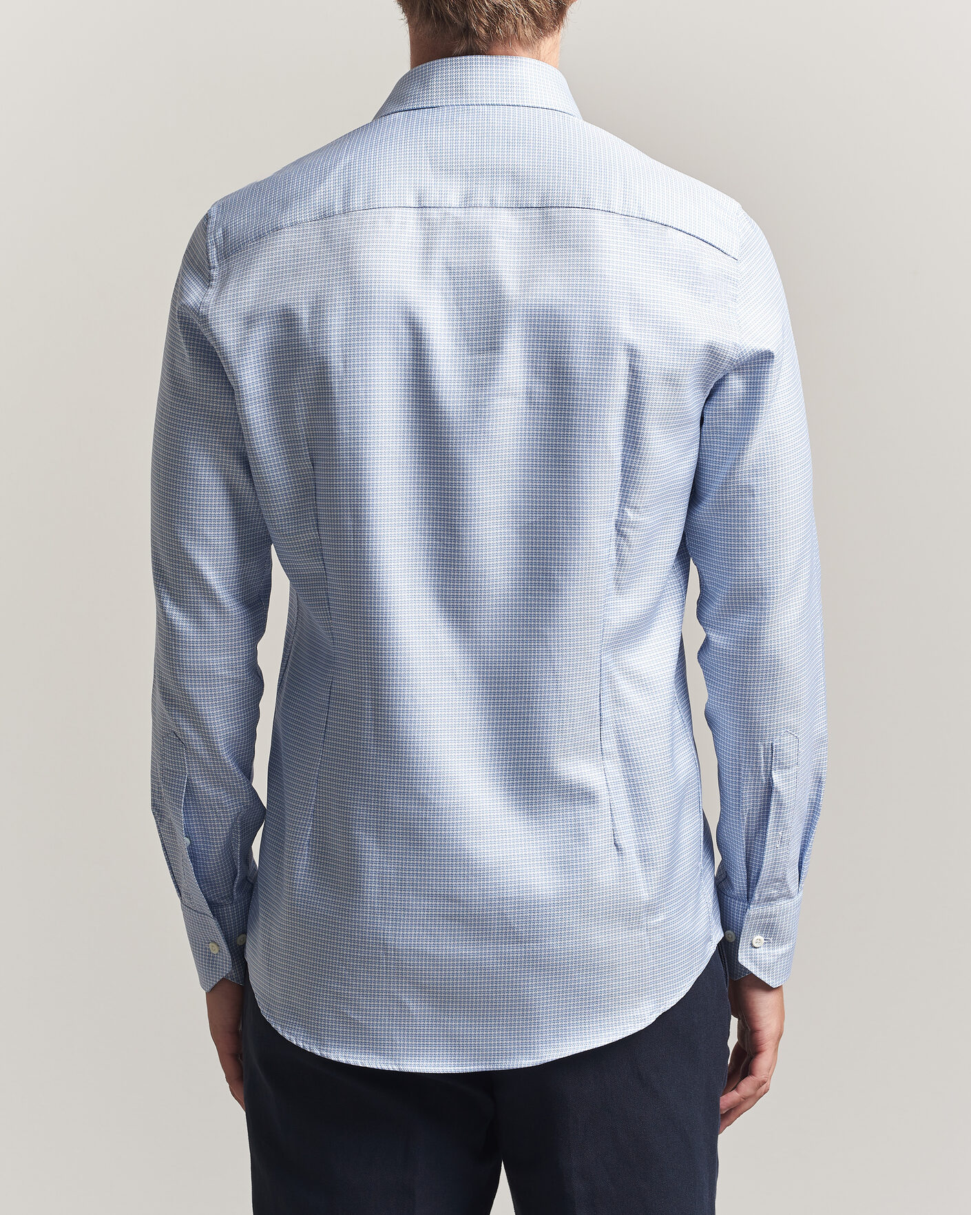 Heren | Overhemden | Stenströms | Slimline Twofold Houndstooth Shirt Blue