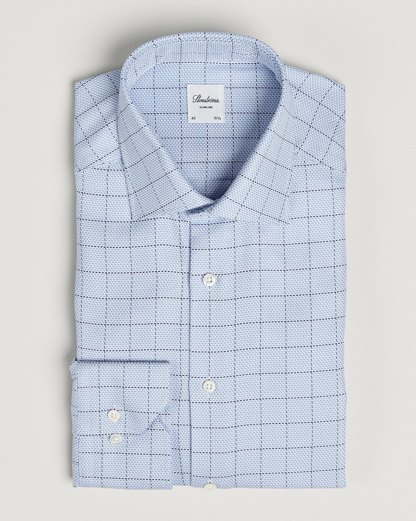 Heren | Overhemden | Stenströms | Slimline Twofold Structure Check Shirt Blue