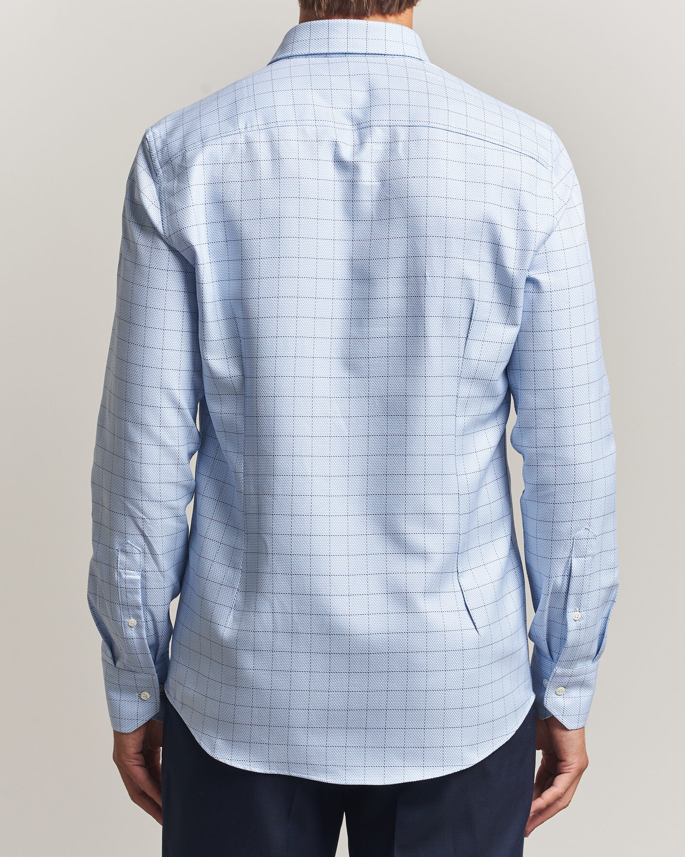 Heren | Overhemden | Stenströms | Slimline Twofold Structure Check Shirt Blue