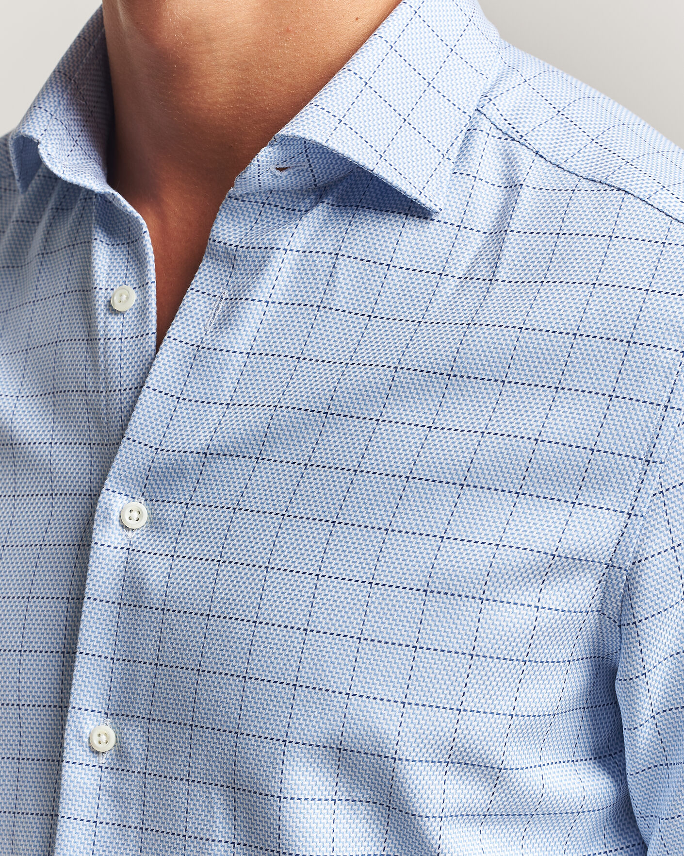 Heren | Overhemden | Stenströms | Slimline Twofold Structure Check Shirt Blue