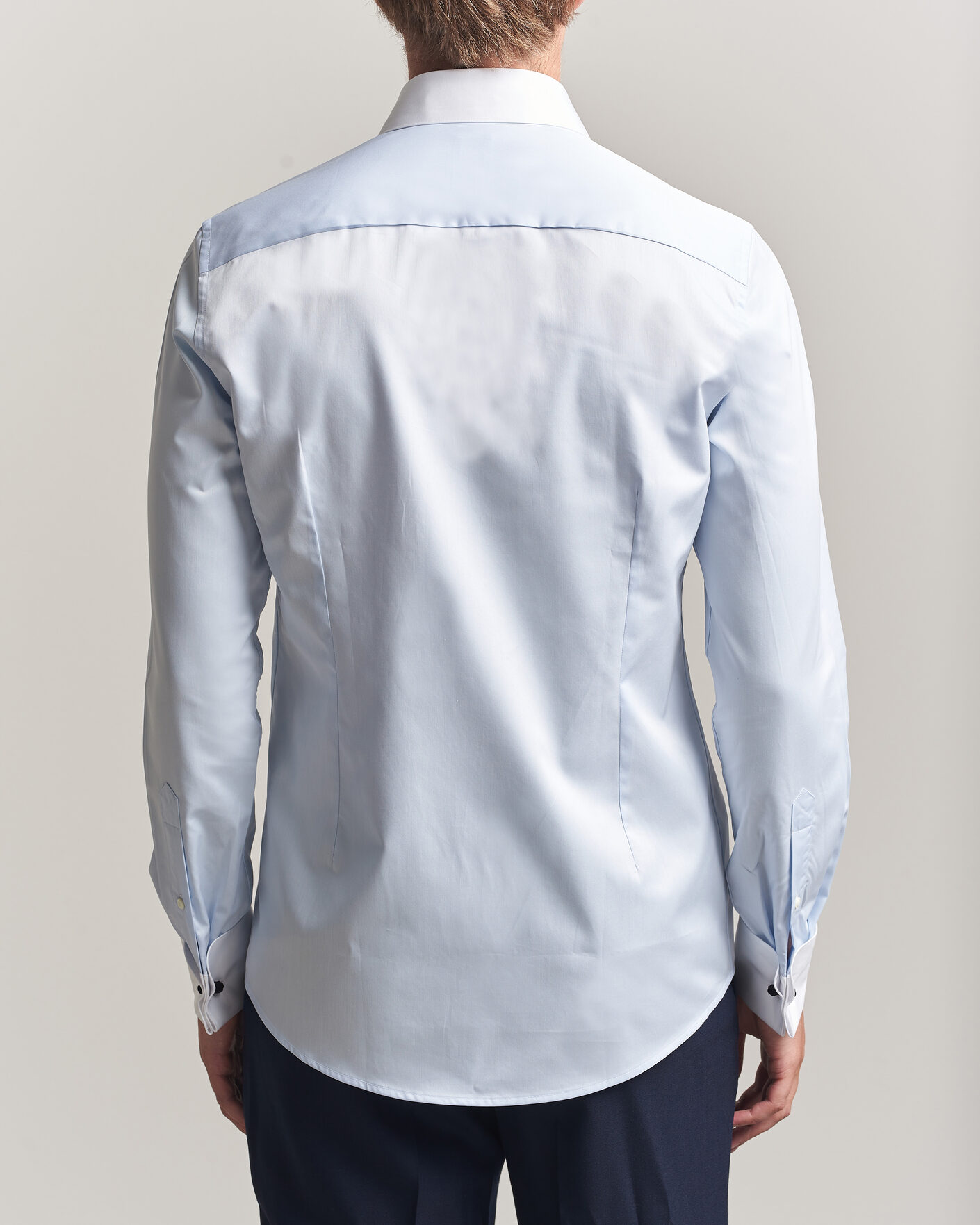 Heren | Overhemden | Stenströms | Slimline White Collar Whinchester Shirt Blue