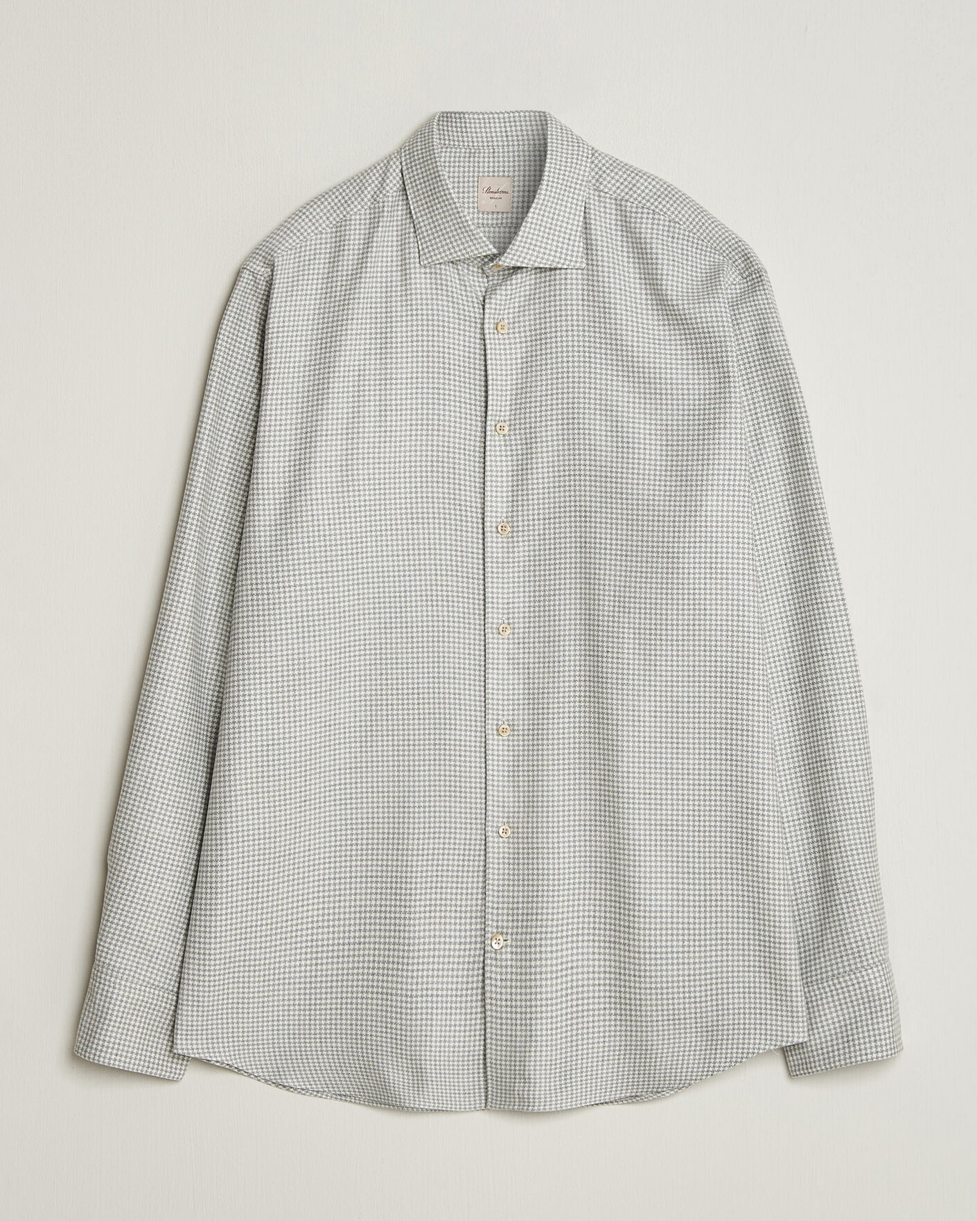 Heren | Overhemden | Stenströms | Regular Fit Houndstooth Flannel Shirt Grey
