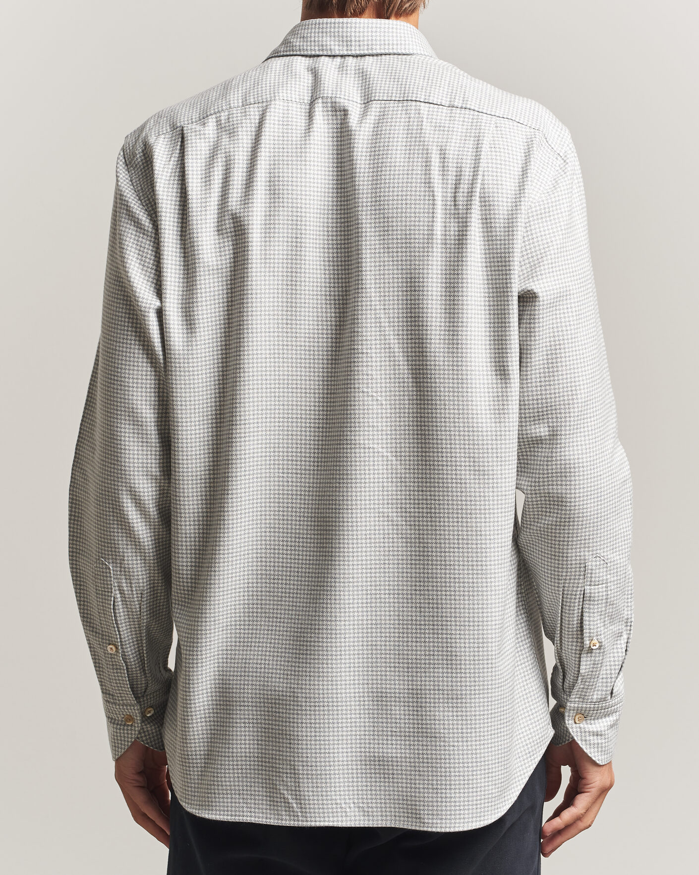 Heren | Overhemden | Stenströms | Regular Fit Houndstooth Flannel Shirt Grey
