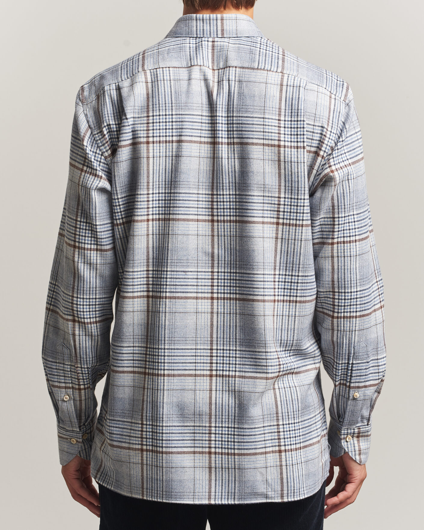 Heren | Overhemden | Stenströms | Regular Fit Front Pocket Flannel Shirt Blue