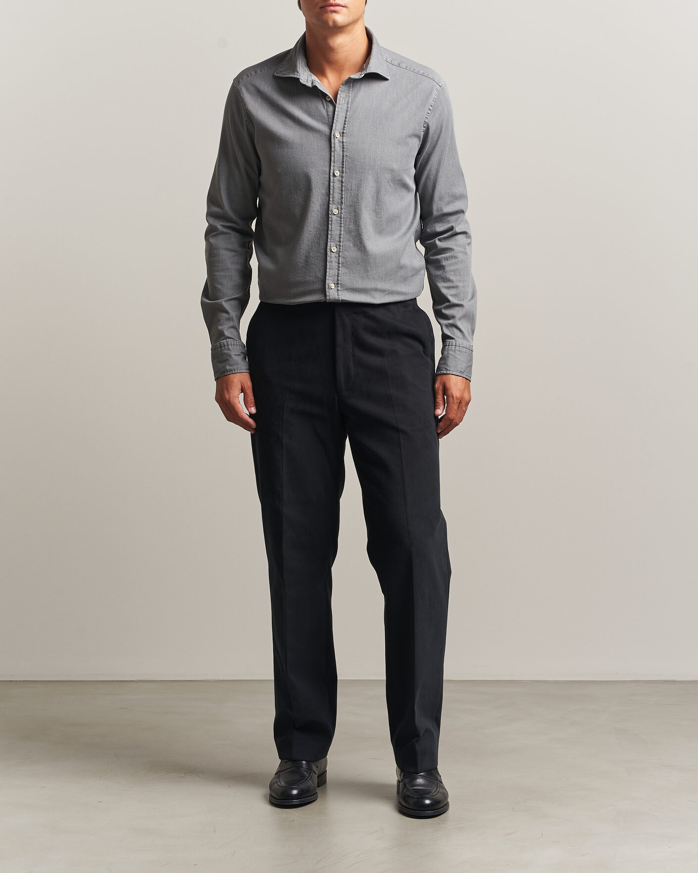 Heren | Overhemden | Stenströms | Slimline Garment Washed Shirt Grey Denim