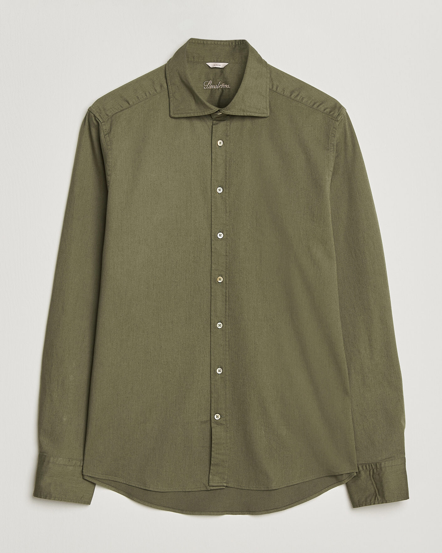 Heren | Overhemden | Stenströms | Slimline Garment Washed Shirt Green Denim