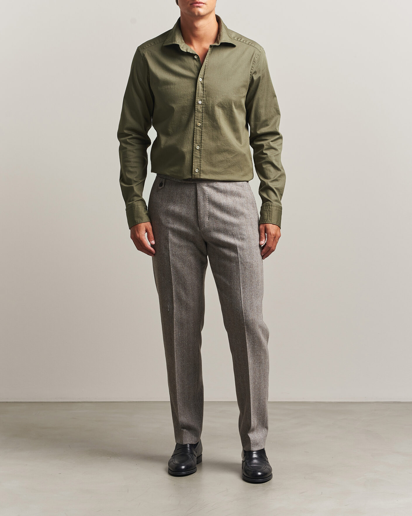 Heren | Overhemden | Stenströms | Slimline Garment Washed Shirt Green Denim