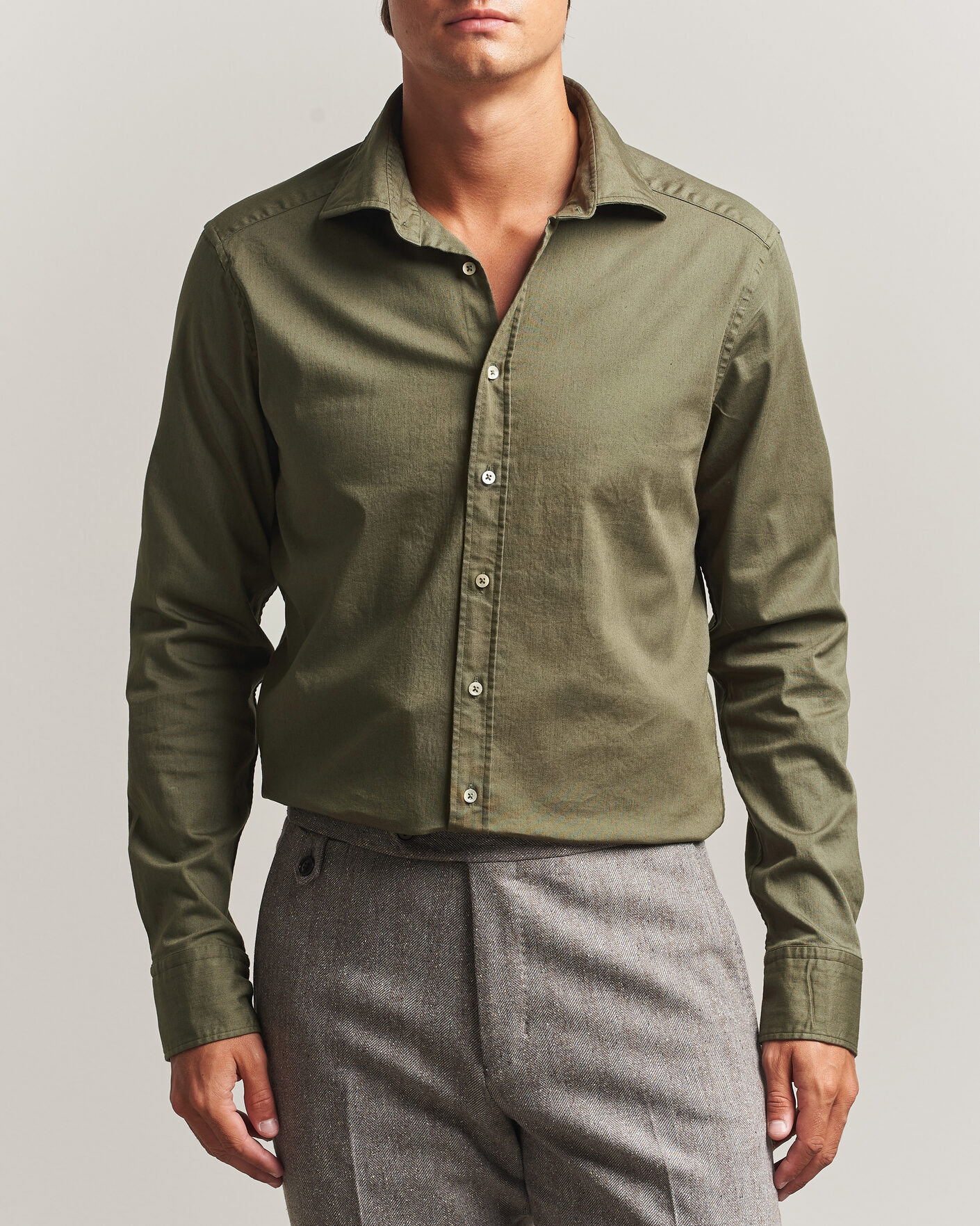 Heren | Overhemden | Stenströms | Slimline Garment Washed Shirt Green Denim
