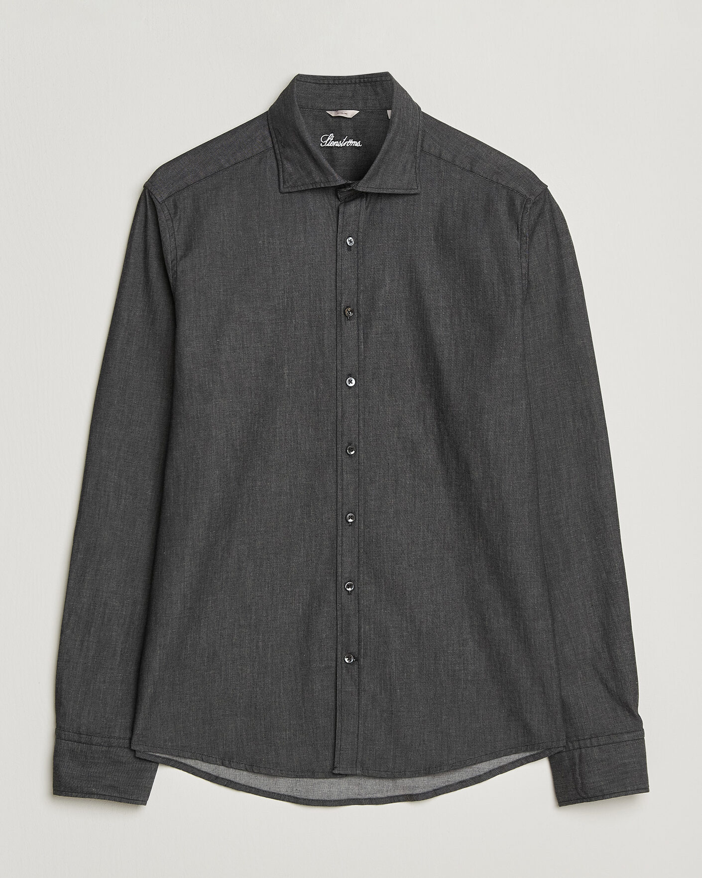 Heren | Overhemden | Stenströms | Slimline Garment Washed Shirt Black Denim