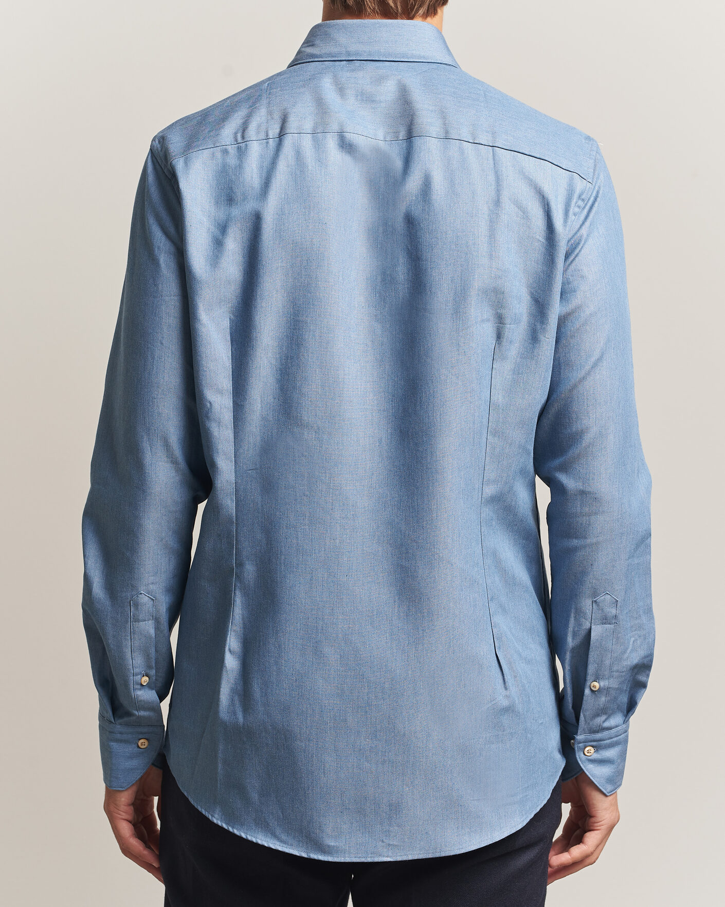Heren | Overhemden | Stenströms | Slimline Cotton Twill Denim Shirt Blue