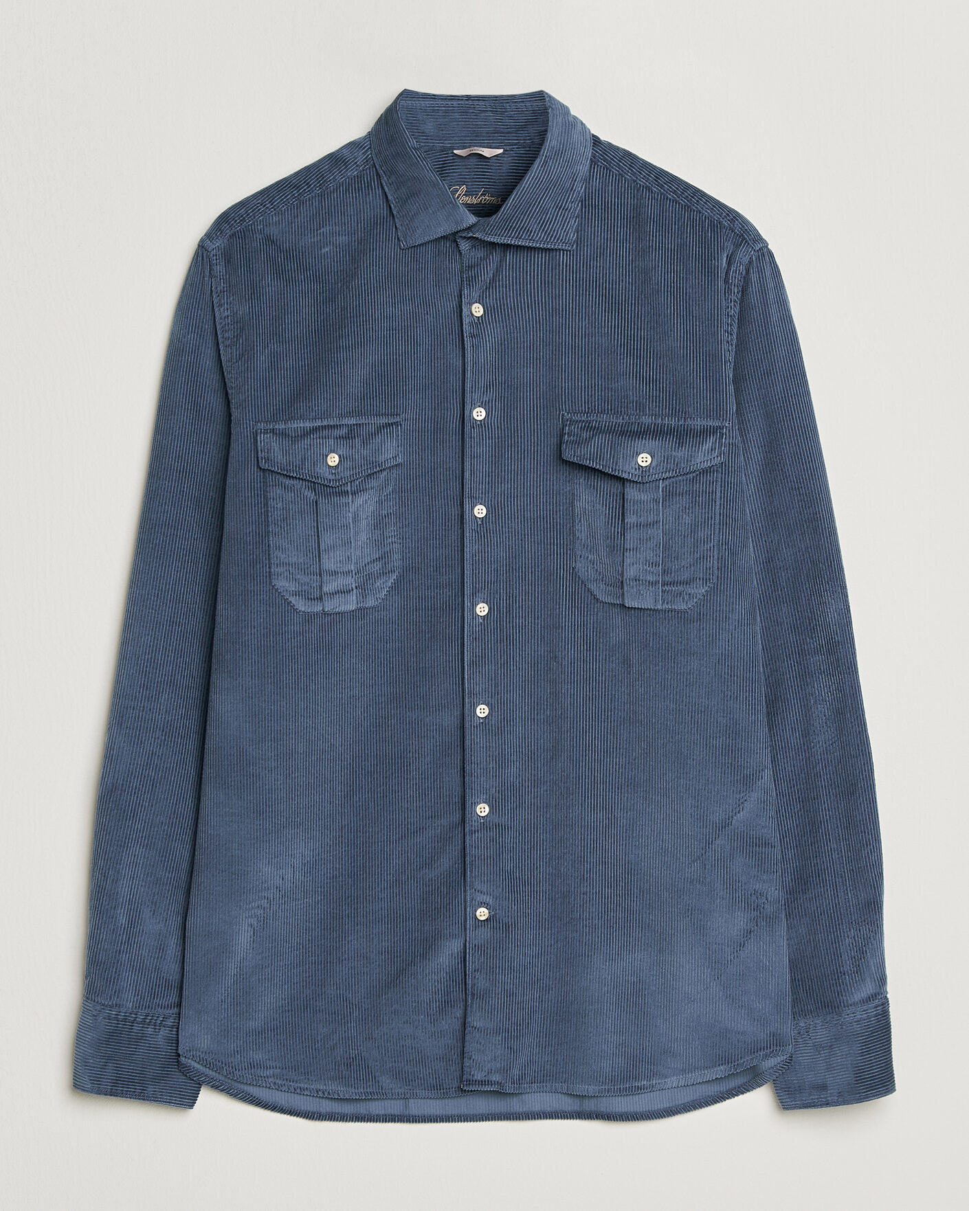 Heren | Overhemden | Stenströms | Regular Fit Cord Pocket Shirt Blue