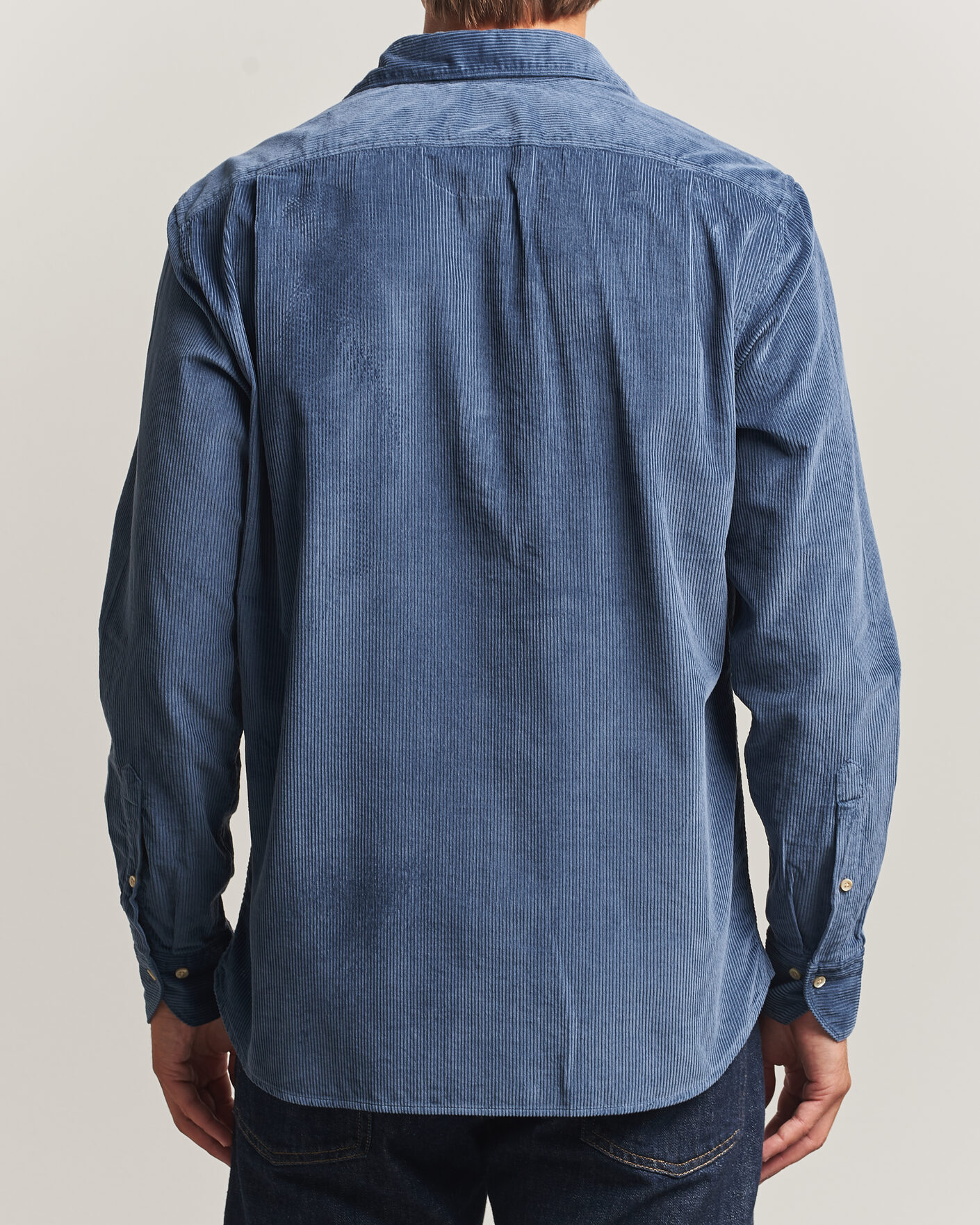 Heren | Overhemden | Stenströms | Regular Fit Cord Pocket Shirt Blue