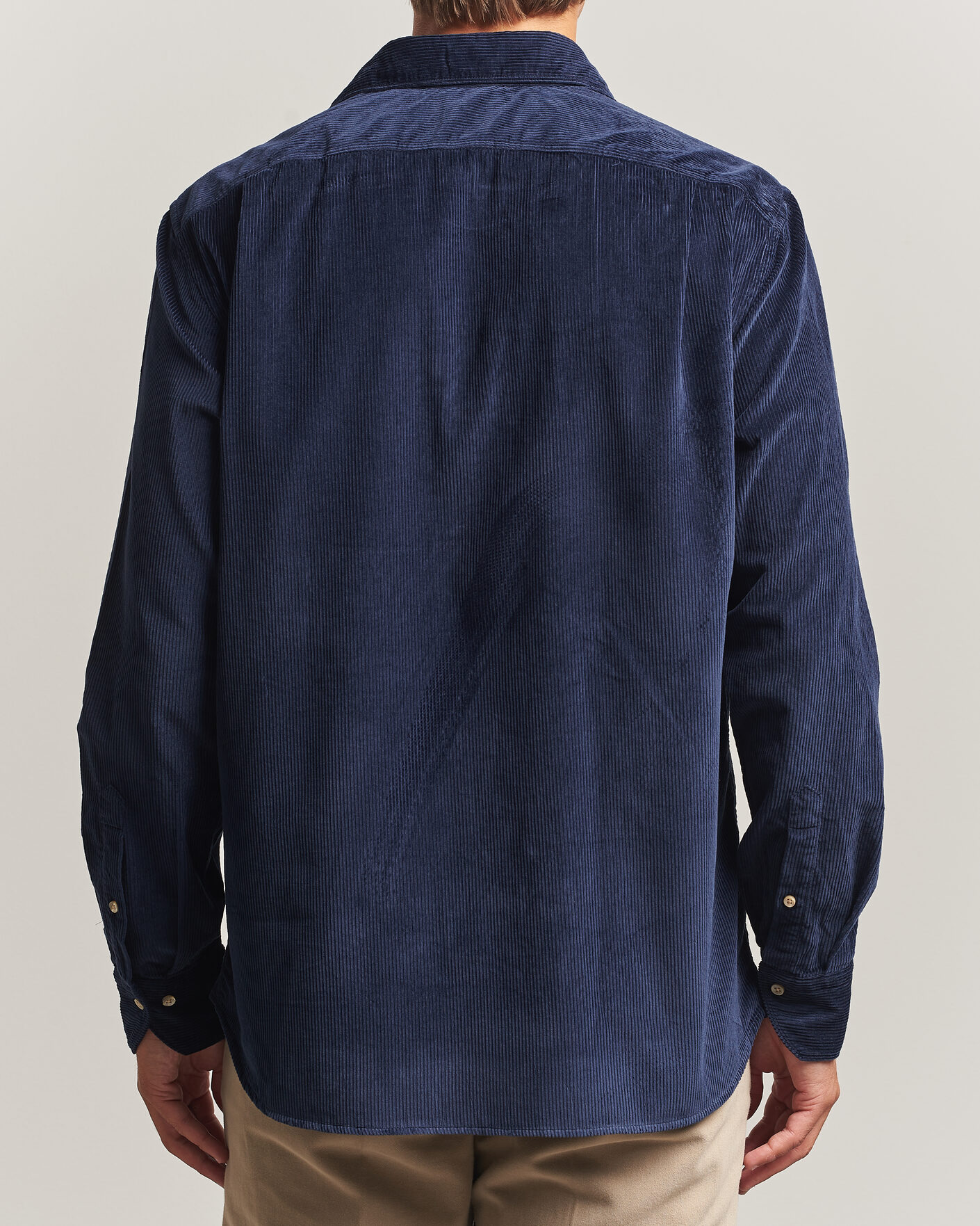 Heren | Overhemden | Stenströms | Regular Fit Cord Pocket Shirt Navy