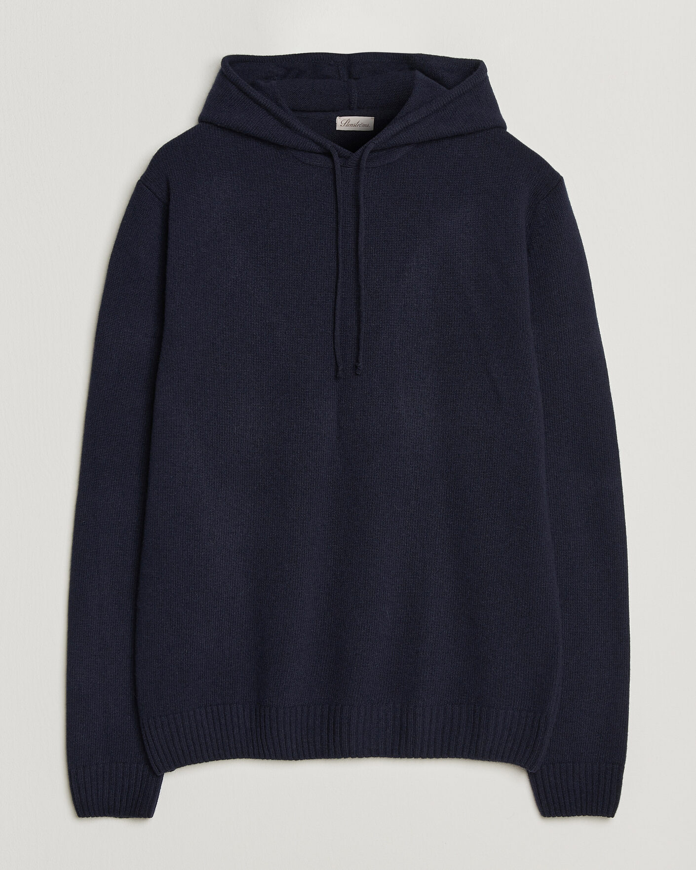 Heren | Truien | Stenströms | Brushed Merino Hood Navy