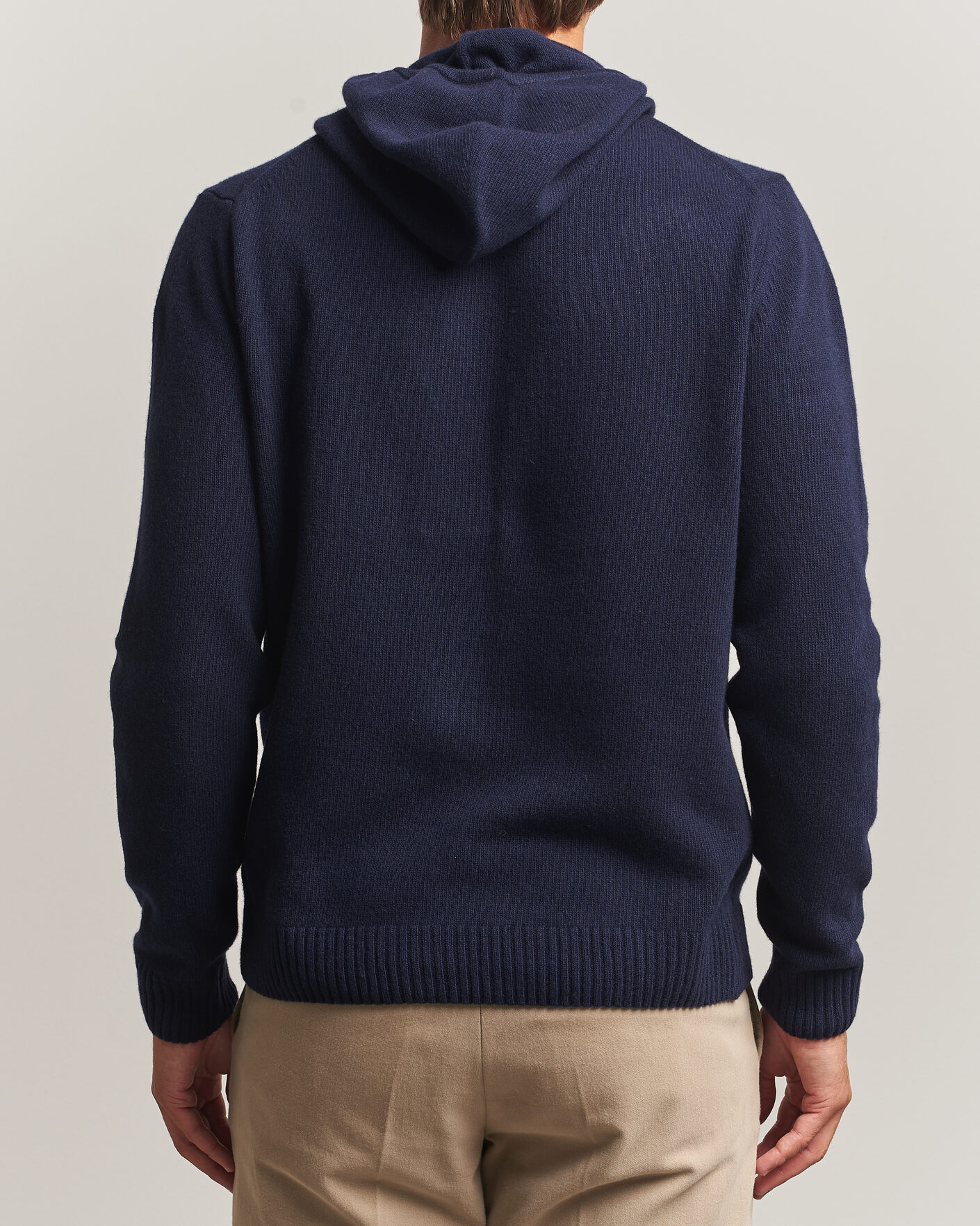 Heren | Truien | Stenströms | Brushed Merino Hood Navy