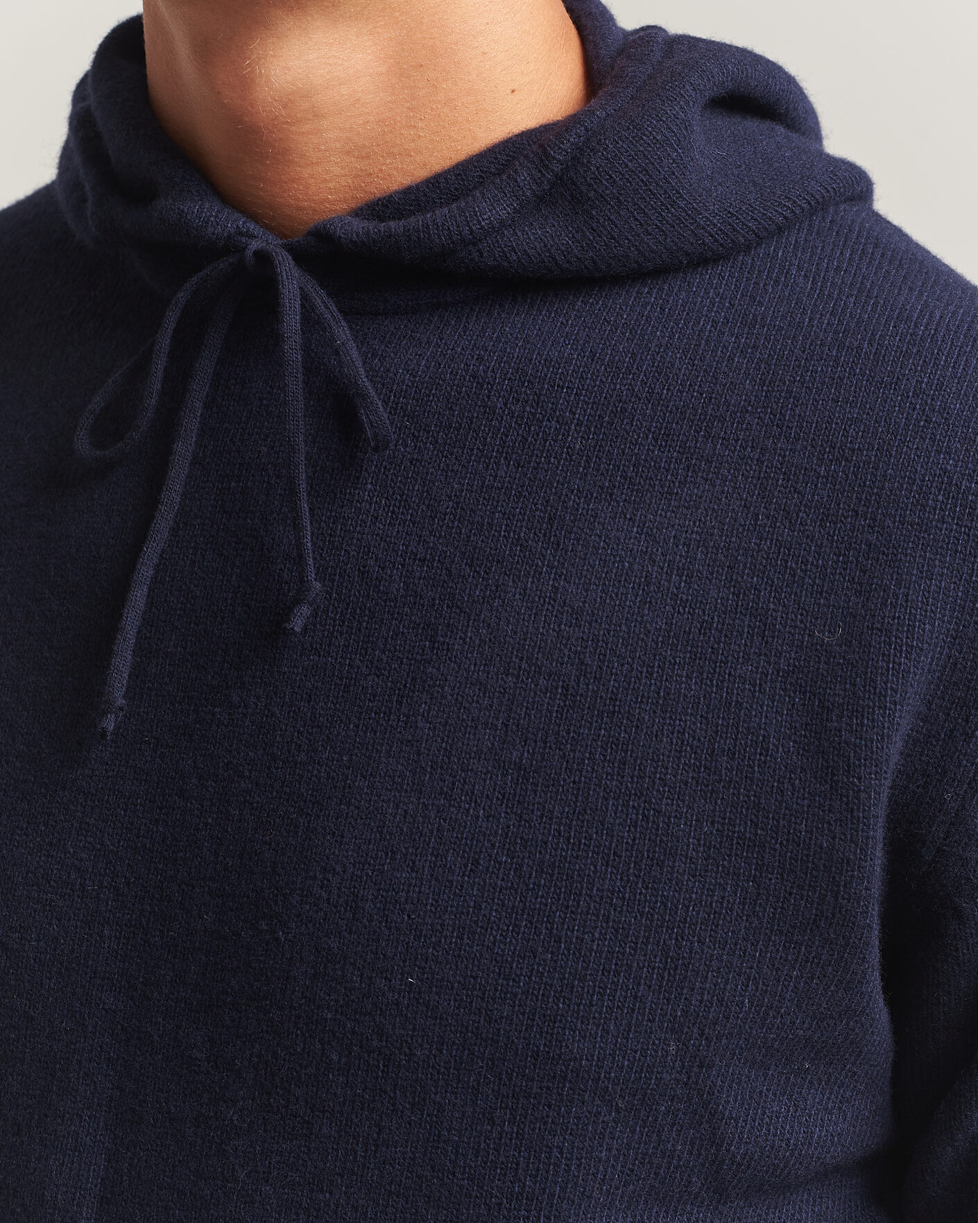 Heren | Truien | Stenströms | Brushed Merino Hood Navy