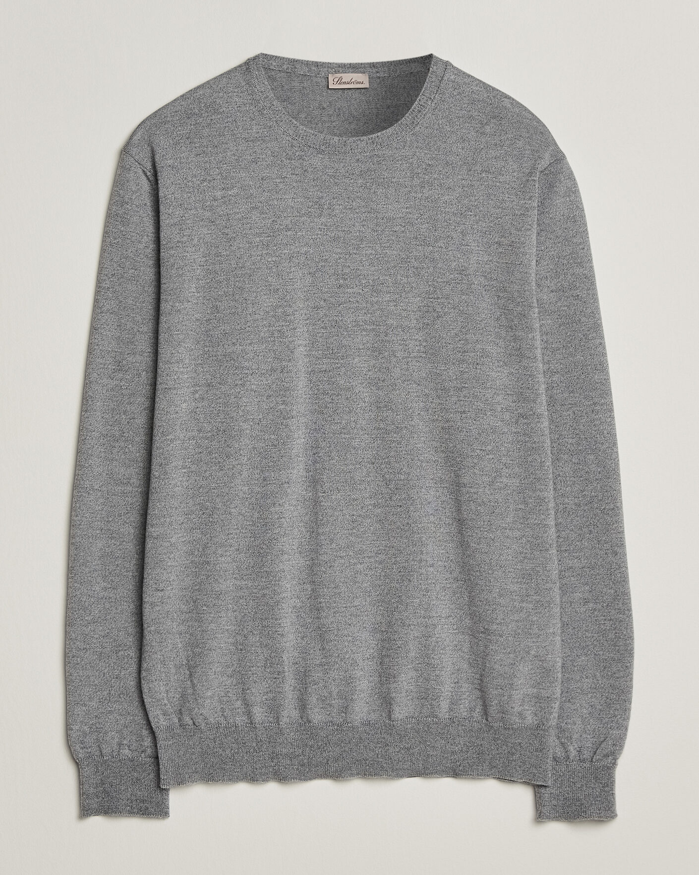Heren | Truien | Stenströms | Merino Crew Neck Grey Mouline