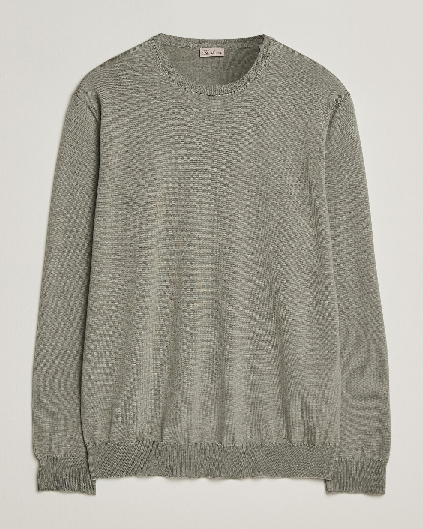 Heren | Truien | Stenströms | Merino Crew Neck Green/Grey