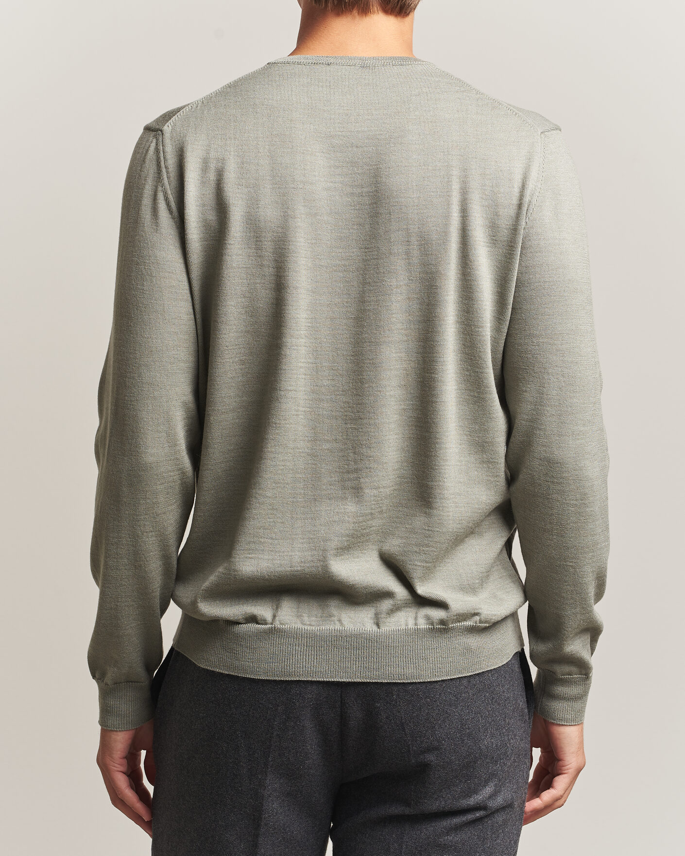 Heren | Truien | Stenströms | Merino Crew Neck Green/Grey