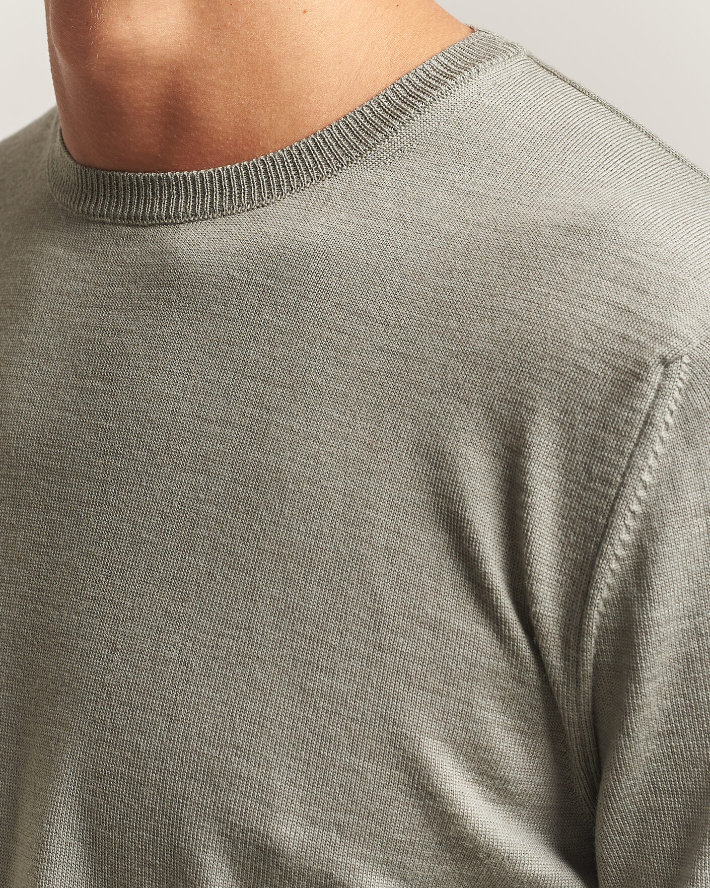 Heren | Truien | Stenströms | Merino Crew Neck Green/Grey