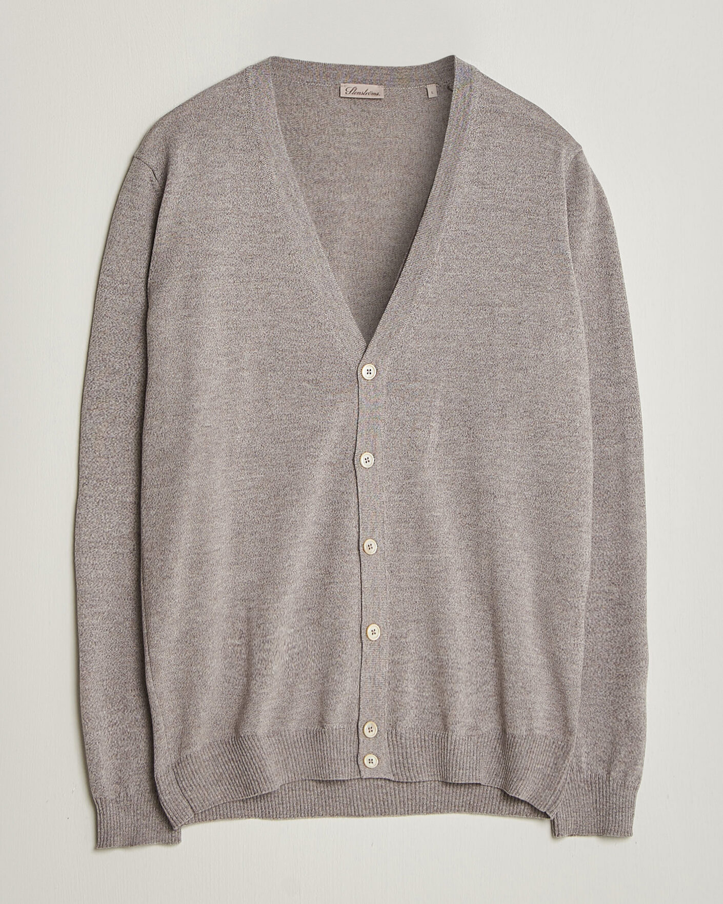 Heren | Truien | Stenströms | Merino Cardigan Beige Mouline