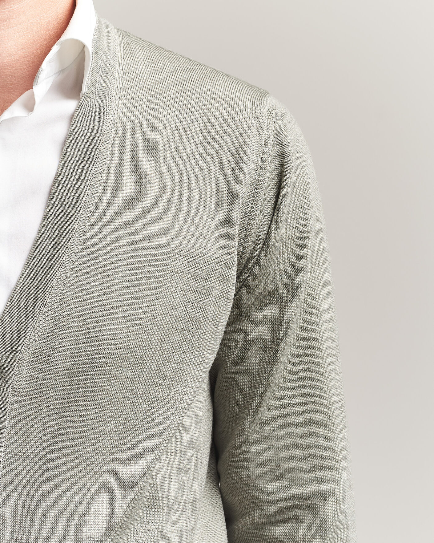 Heren | Truien | Stenströms | Merino Cardigan Green/Grey