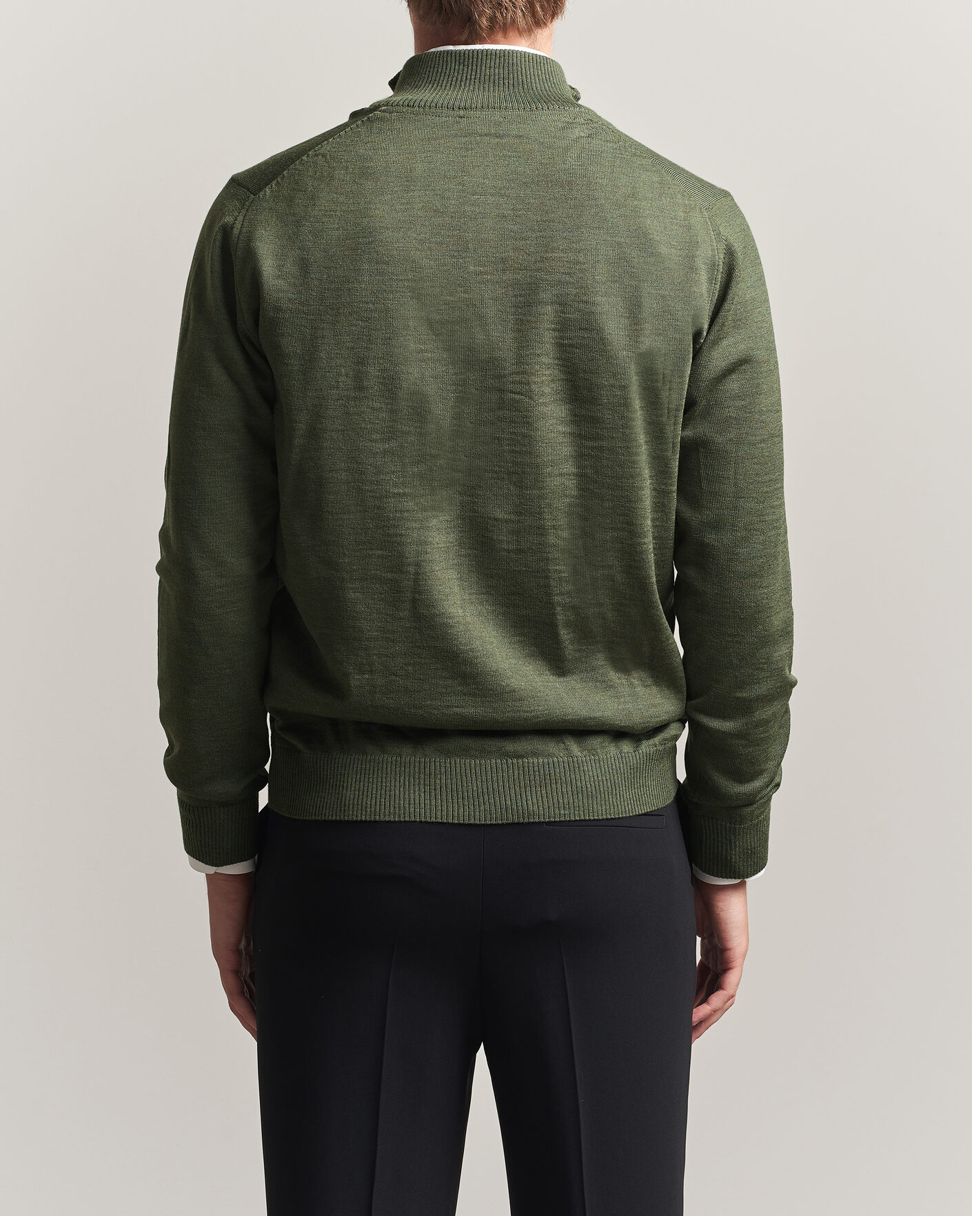Heren | Truien | Stenströms | Merino Full Zip Green