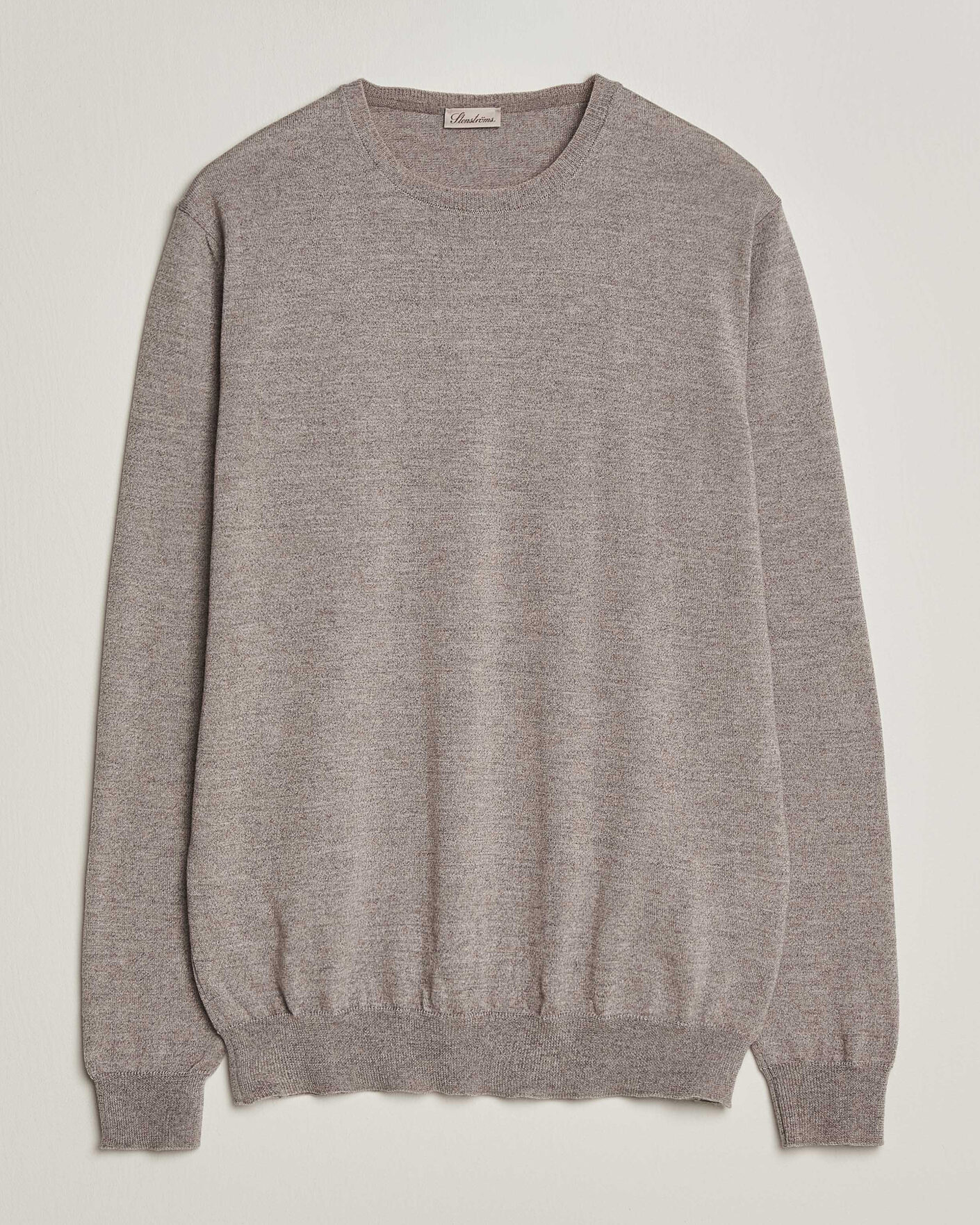 Heren | Truien | Stenströms | Merino Patch Crew Neck Beige